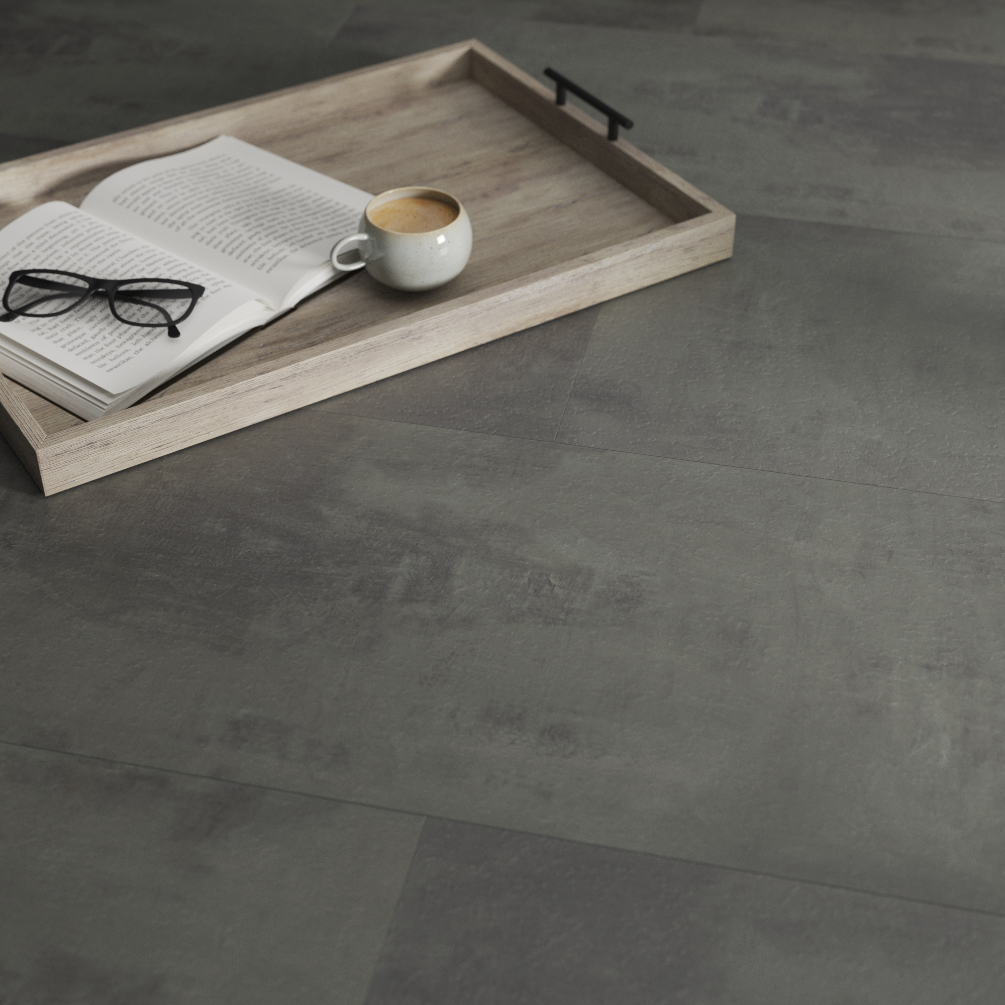 Suelo vinílico spc clic seren dark extrem efecto baldosa cemento cer520 artens