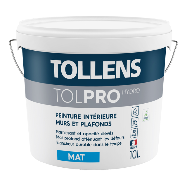 Peinture mur, plafond blanc mat TOLLENS Tollens tolpro hydro mat 10l 10L