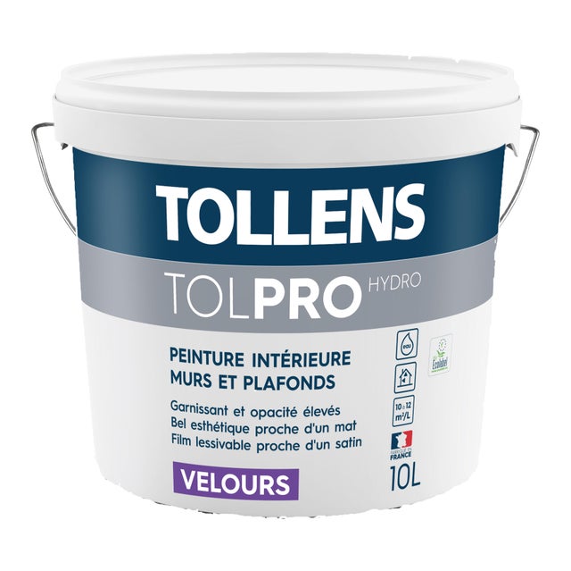 Peinture mur et plafond blanc velours TOLLENS Tollens tolpro hydro velours 10l 1