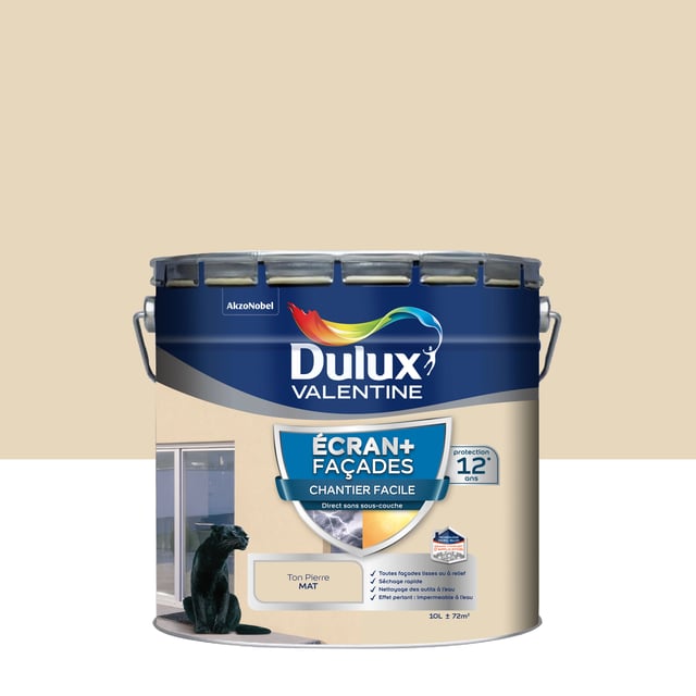 Peinture extérieure façade Ecran+ cf DULUX VALENTINE ton pierre mat 10L