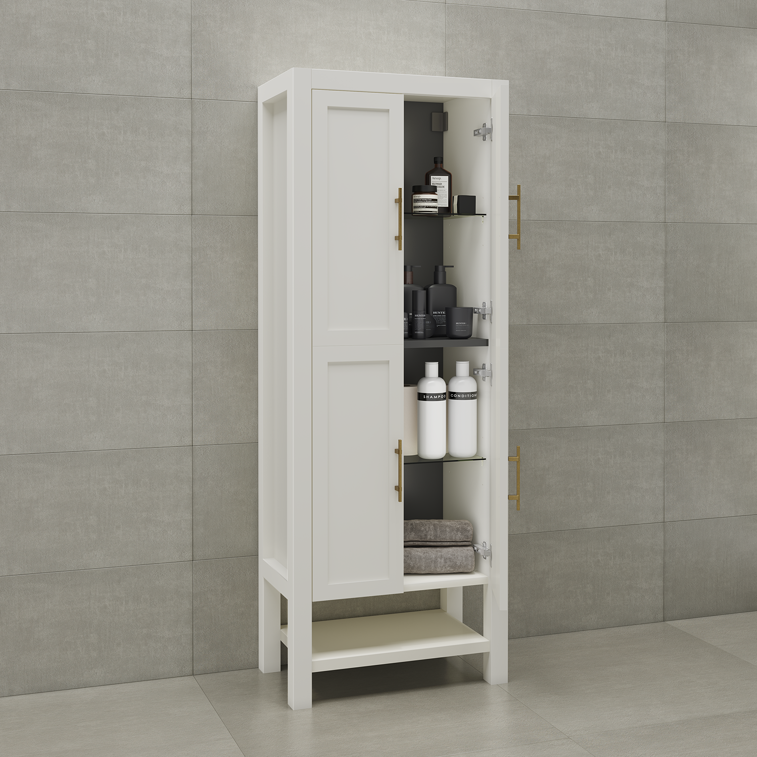Columna de baño Kende blanco 60x165.3x38.6 cm con tirador oro - 4
