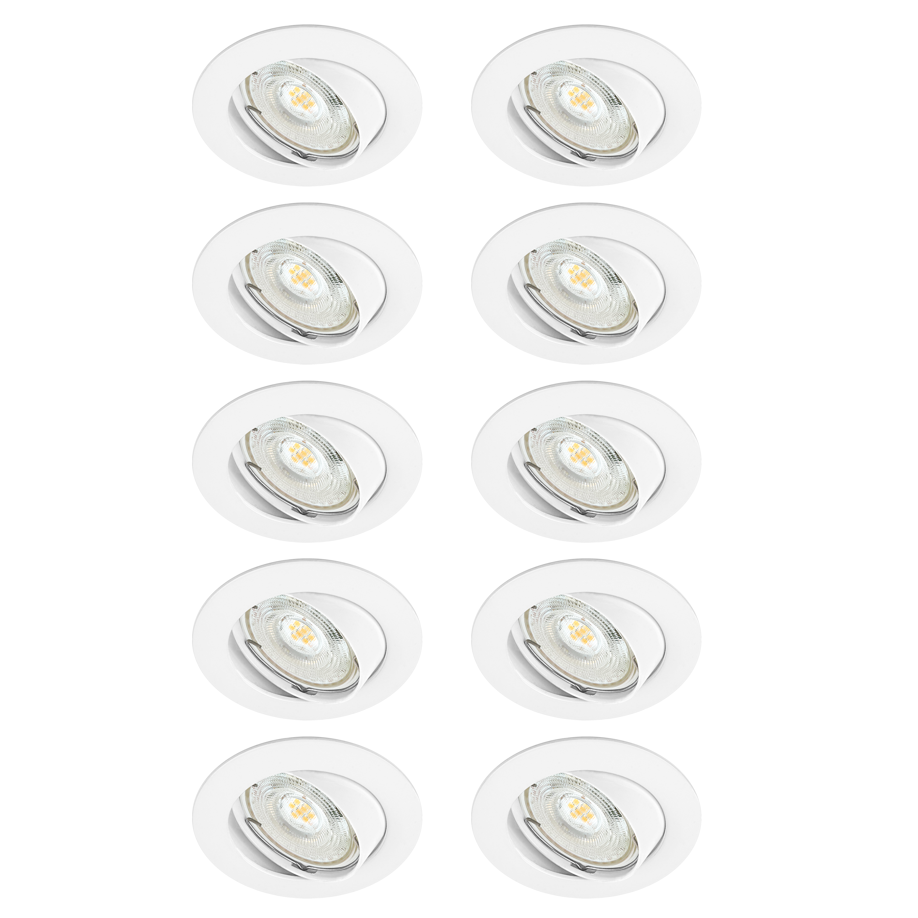 Pack de 10 downlight LED empotrable orientable INSPIRE CLANE blanco redondo ø8.2 cm 450 lm 4.8 W luz blanco cálido 2700K IP23 - Foco LED empotrado para techos - 3