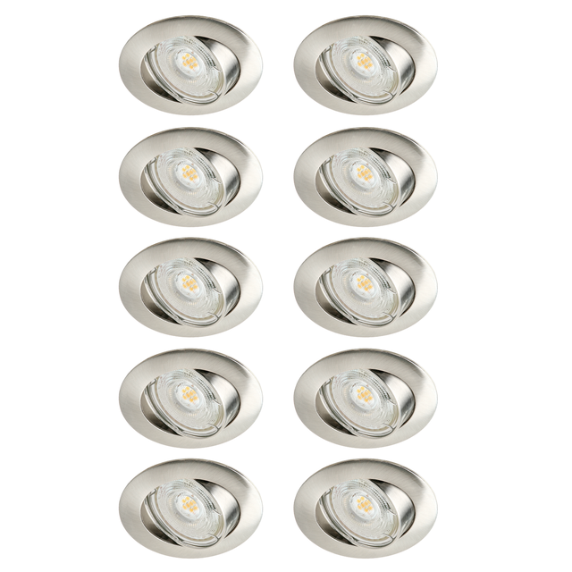 Set da 10 pezzi, faretto da incasso con fonte luminosa orientabile GU10 INSPIRE CLANE argento  Ø 8.2 cm Luce bianco naturale