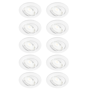 Kit 10 spots à encastrer orientable Clane gu10, blanc neutre INSPIRE rond blanc