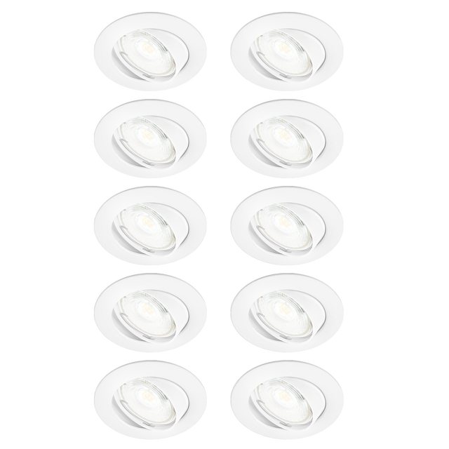 Kit 10 spots à encastrer orientable Clane gu10, blanc neutre INSPIRE rond blanc
