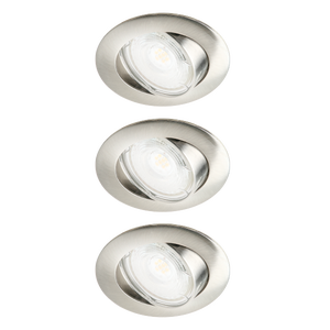 Kit 3 spots à encastrer orientable Clane gu10, blanc neutre INSPIRE rond acier