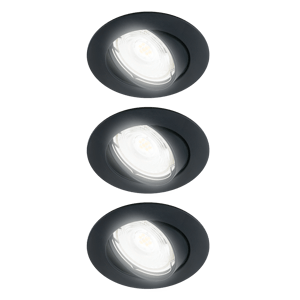 Kit 3 spots à encastrer orientable Clane gu10, blanc neutre INSPIRE rond noir