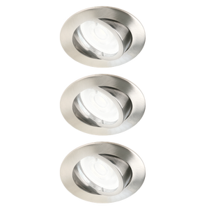 Kit 3 spots à encastrer Bama gu10, 4000K intensité variable INSPIRE rond acier Leroy Merlin Les bons plans des petits projets avant l'été