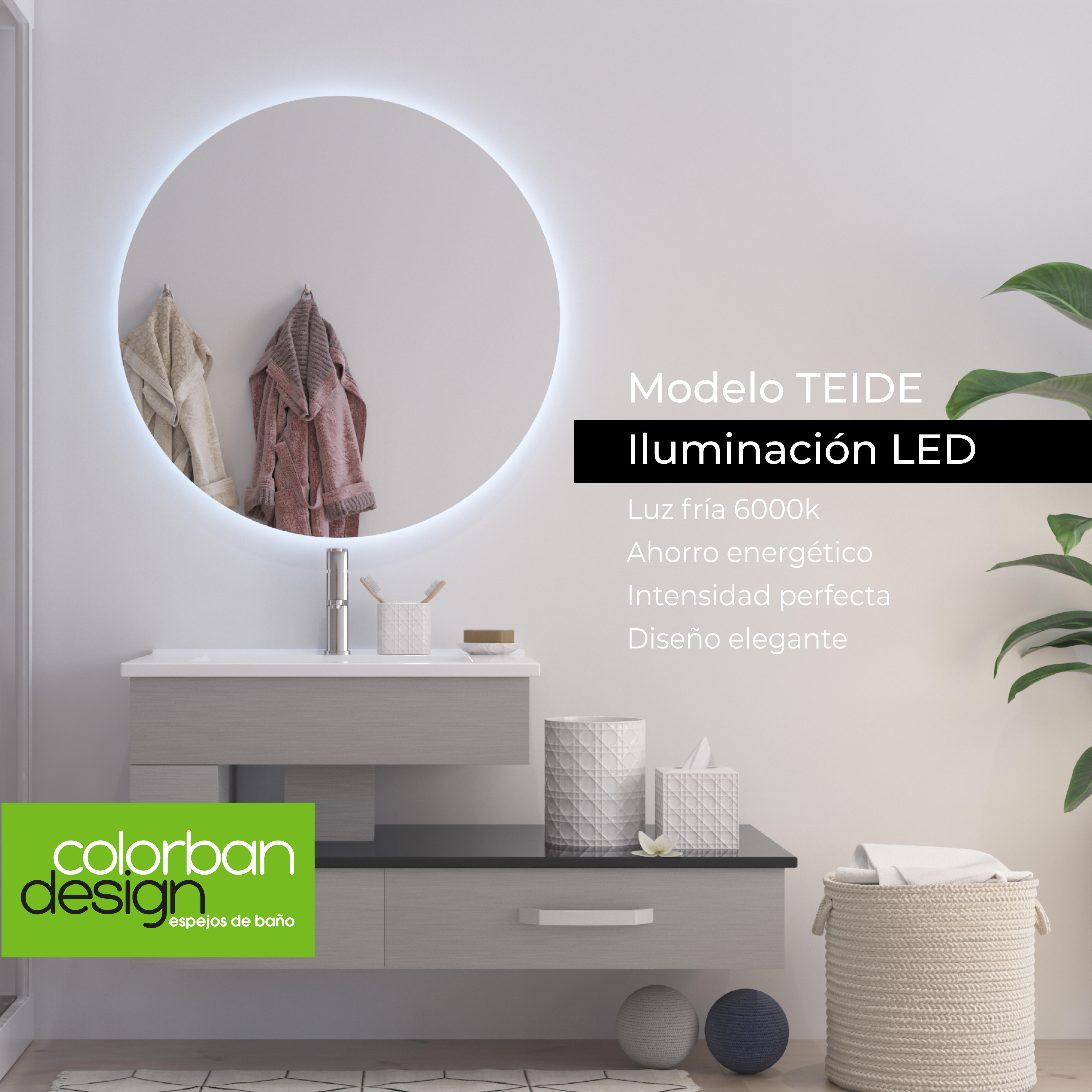 Espejo de baño con luz LED ambiente Teide gris/plata 90x90 cm - 8