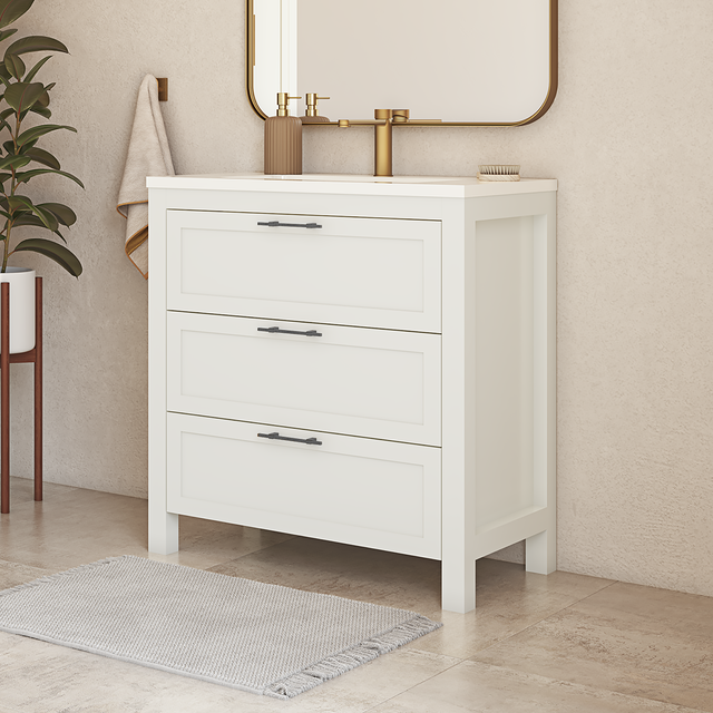 Meuble vasque l.80 x H.85 x P.45cm blanc argt Kende