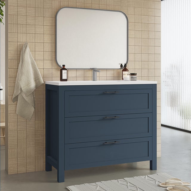 Meuble vasque l.100 x H.85 x P.45cm bleu argt Kende