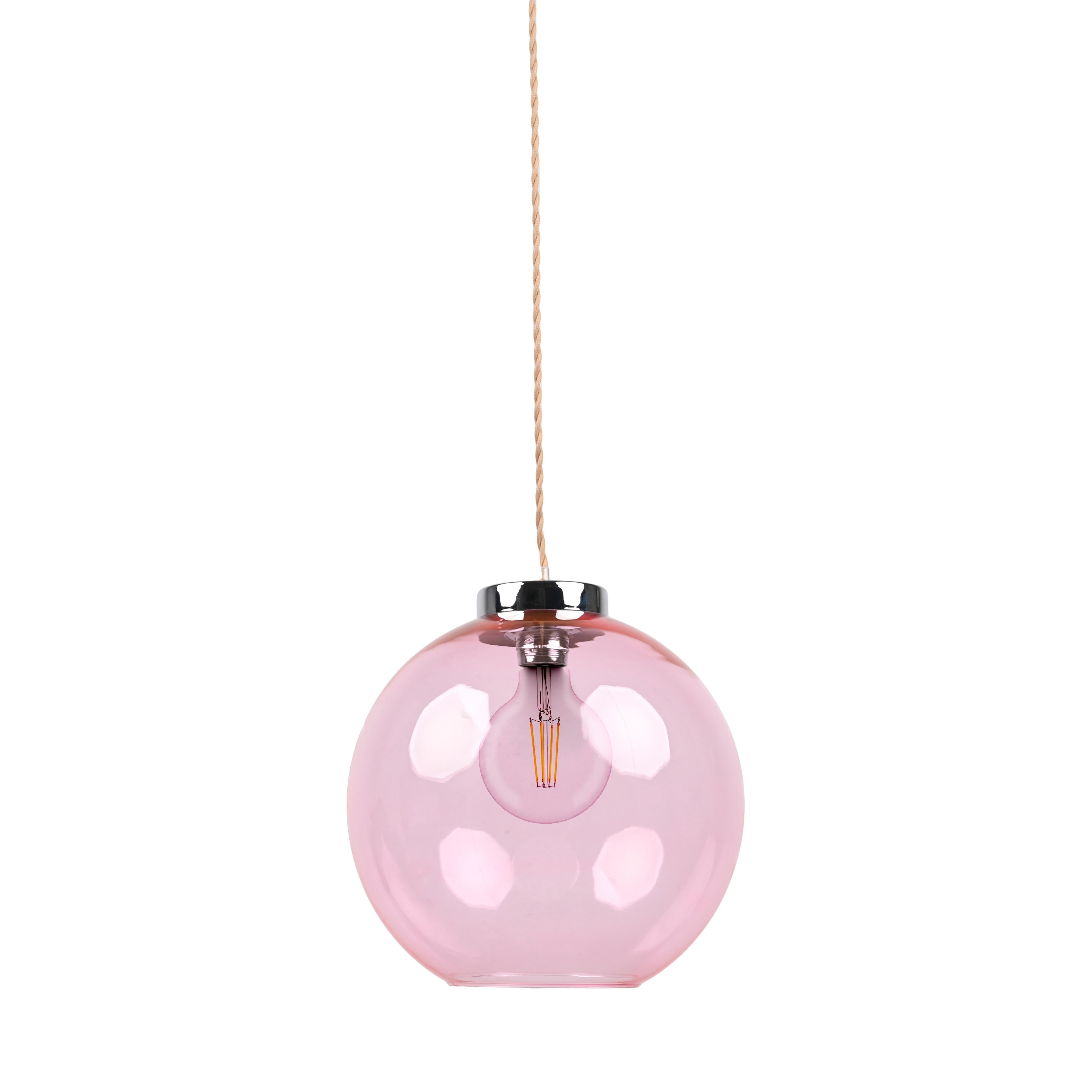 Lámpara de techo florencia e27 cristal rosa 30 cm diámetro