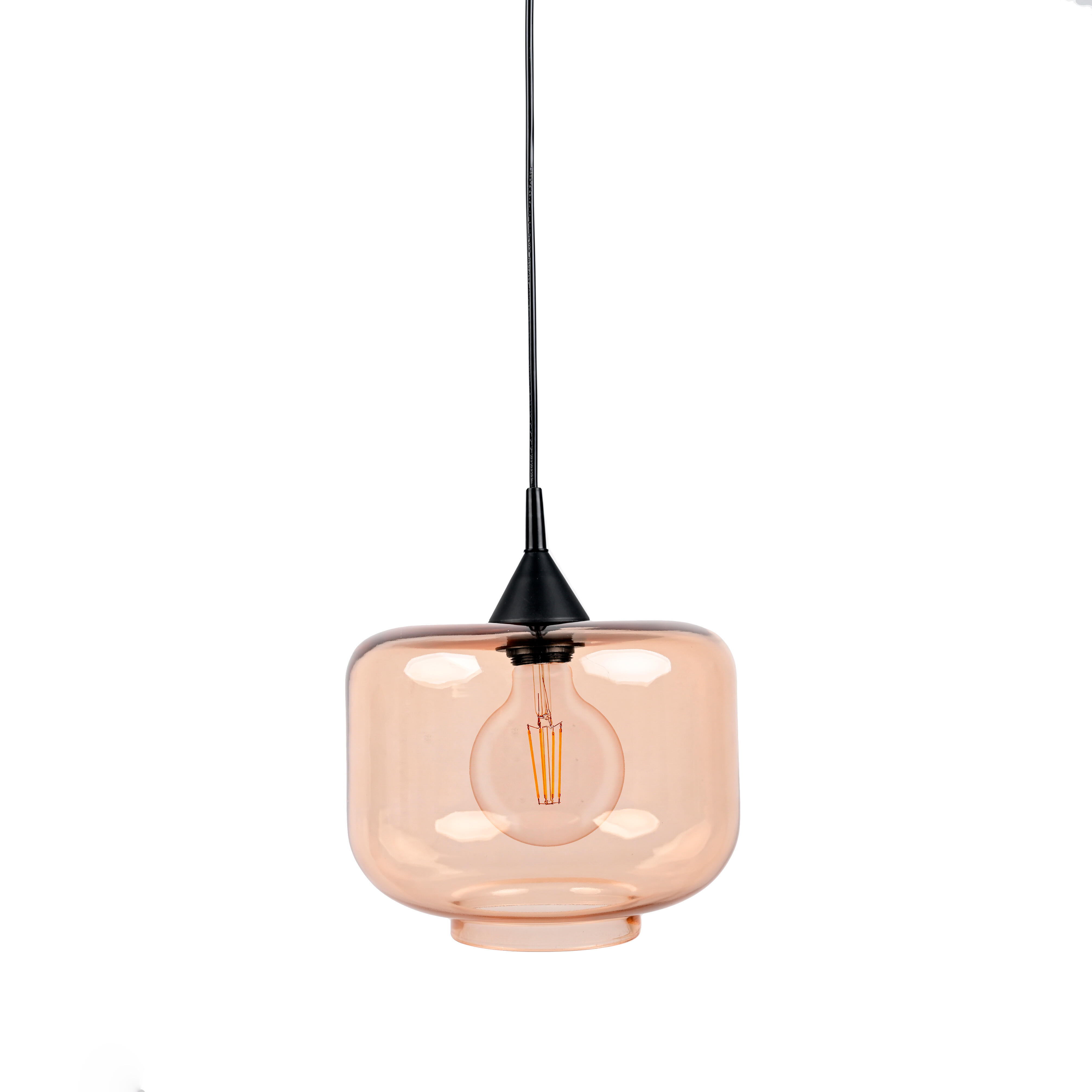 Lámpara de techo greta e27 cristal ámbar 25 cm diámetro