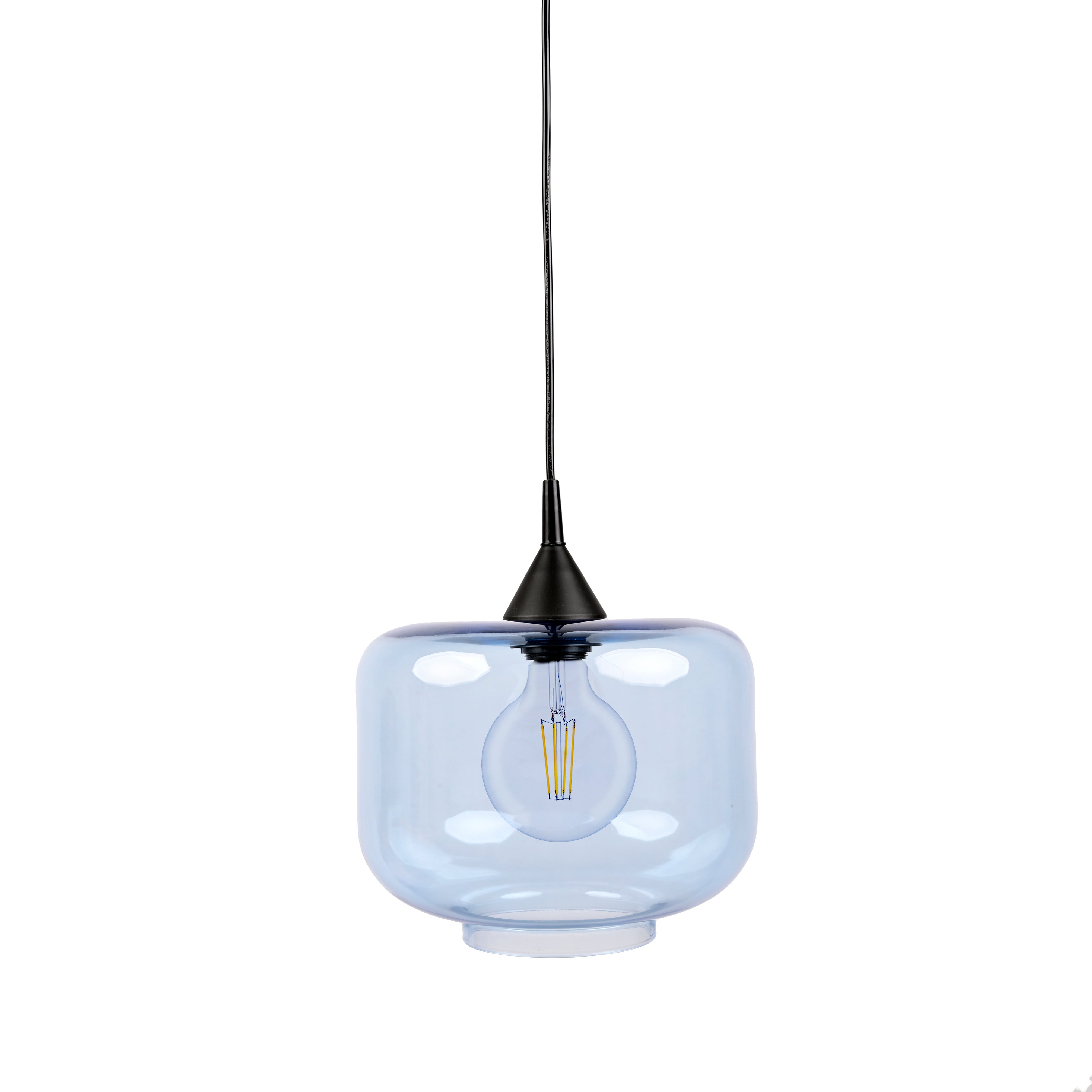 Lámpara de techo greta e27 cristal azul 25 cm diámetro