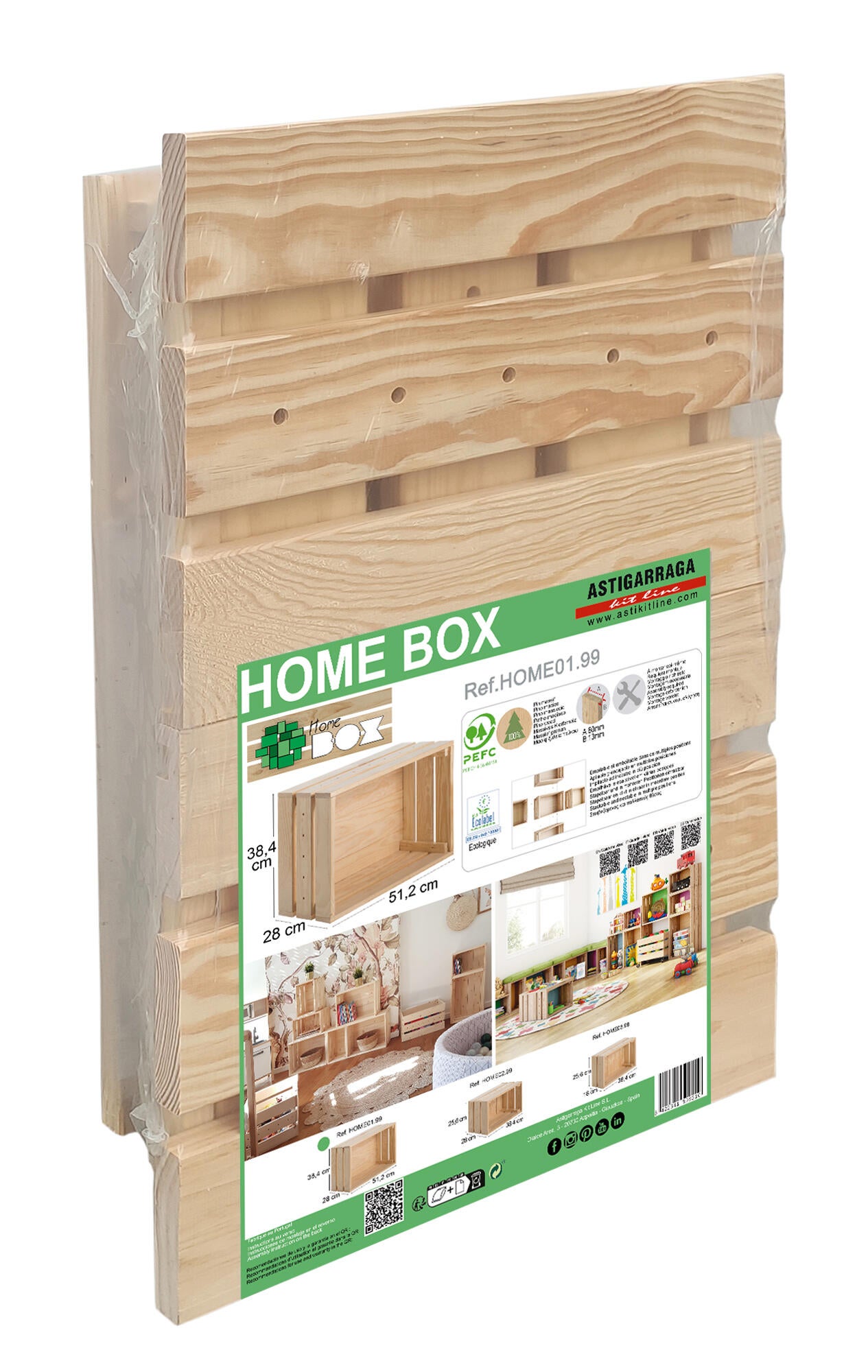 Cesta in legno ASTIGARRAGA Home Box chiaro P 28 x L 51.2 x H 38.4 cm - 4