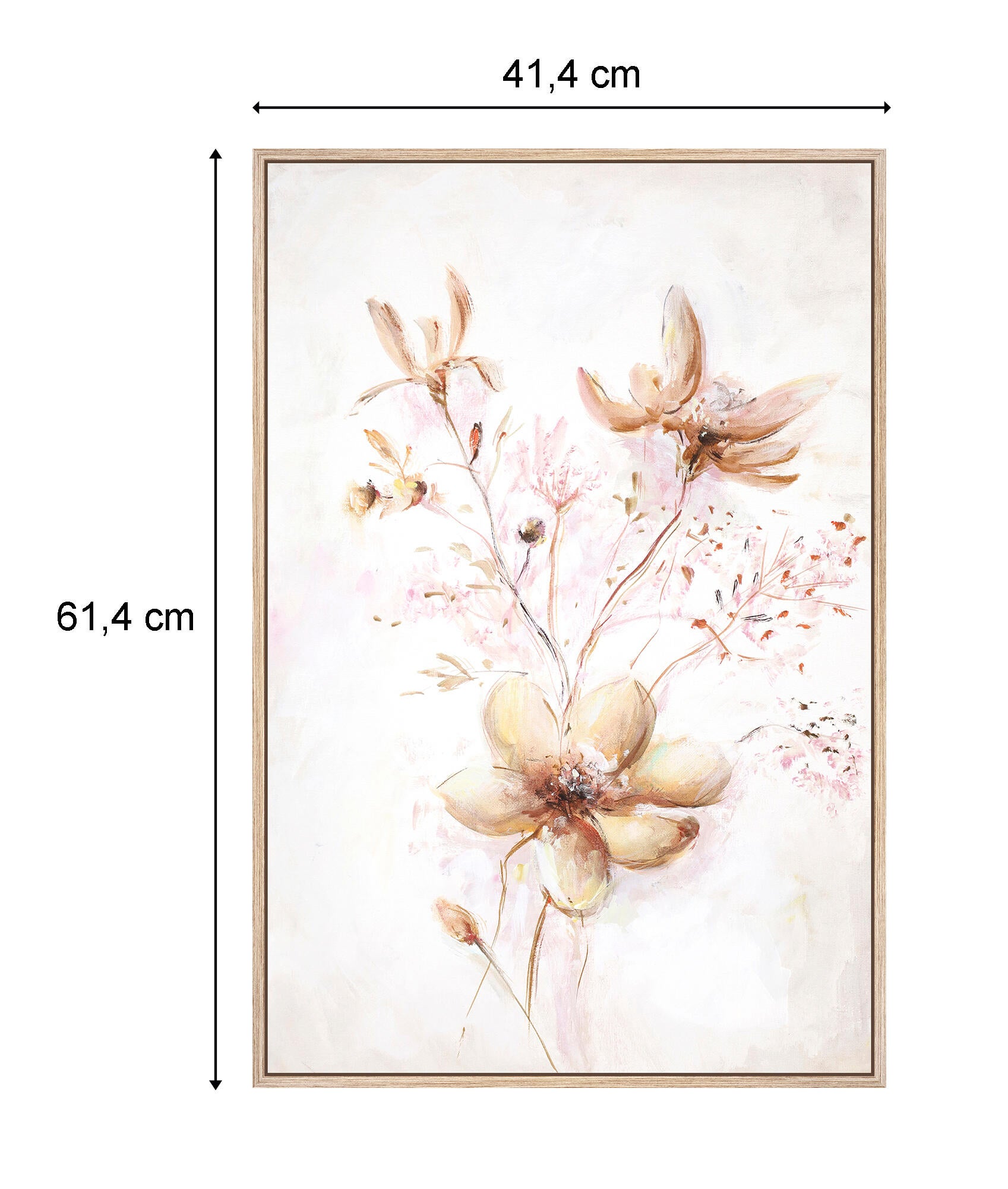 Cuadro pintura impresa enmarcada Botánica rectangular de 41 x 61 cm. MDF Deco Art Pintura Original Flores 2 multicolor. Marco color Marrón - 3