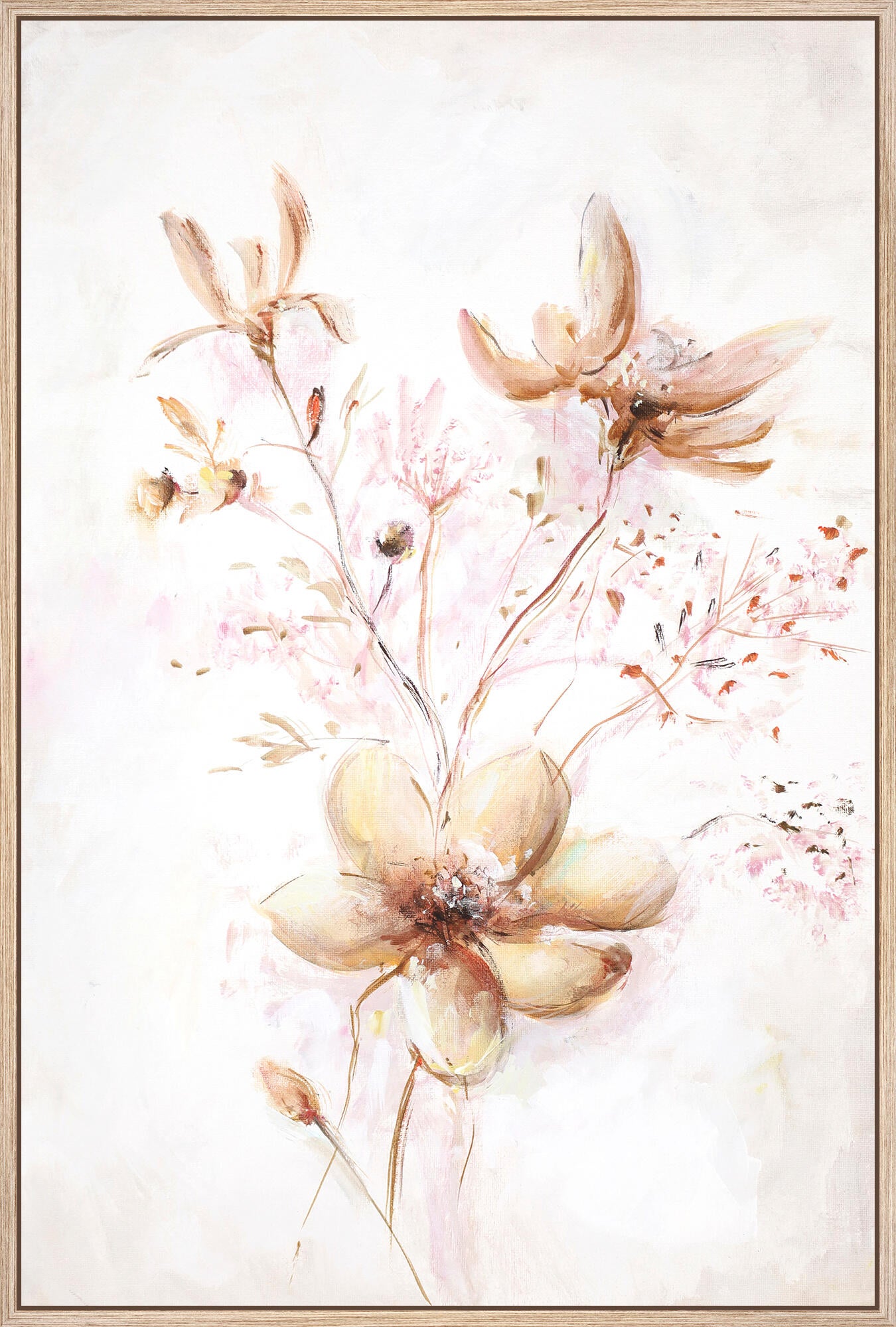 Cuadro pintura impresa enmarcada Botánica rectangular de 41 x 61 cm. MDF Deco Art Pintura Original Flores 2 multicolor. Marco color Marrón - 2