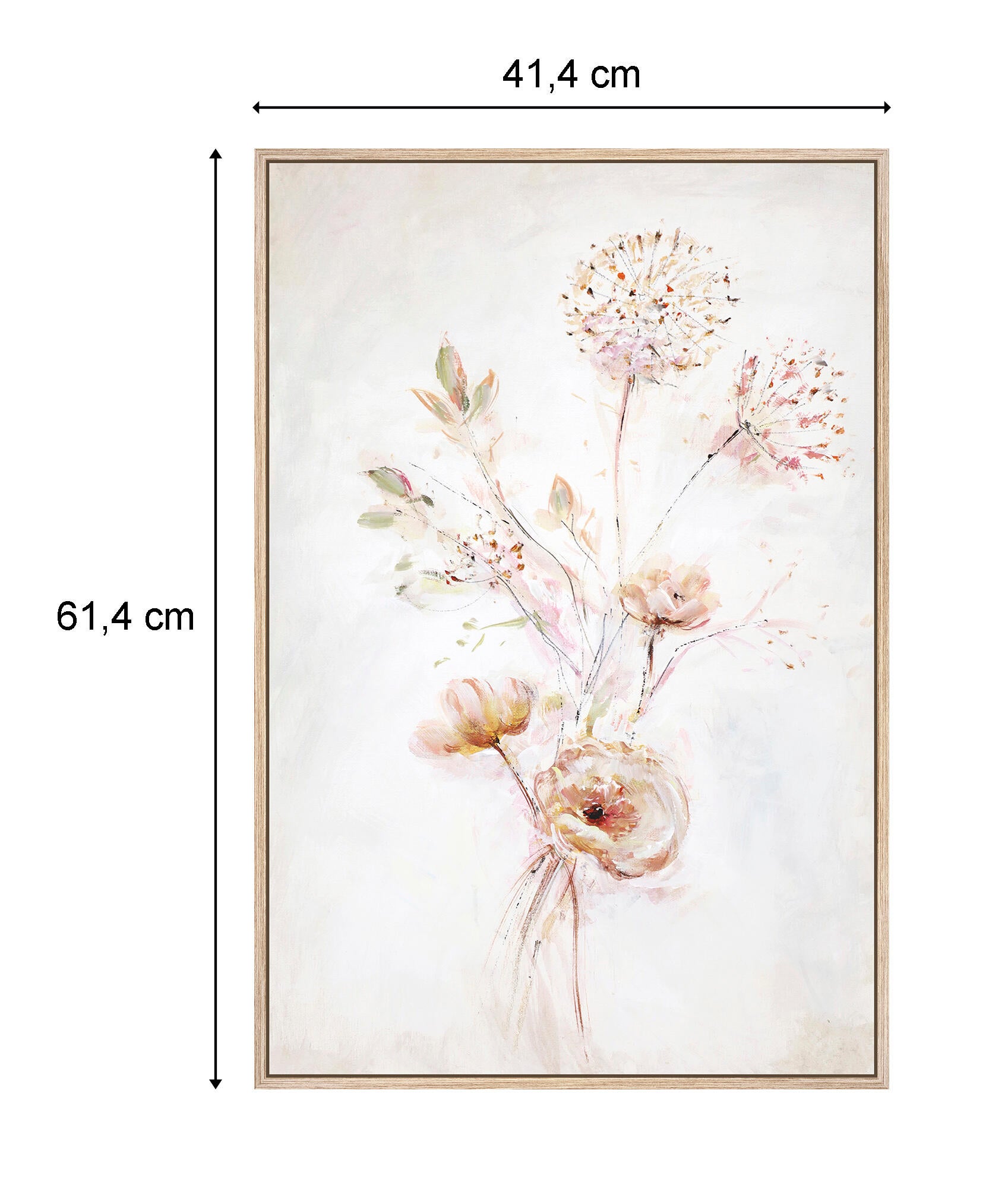 Cuadro pintura impresa enmarcada Botánica rectangular de 41 x 61 cm. MDF Deco Art Pintura Original Flores 1 multicolor. Marco color Marrón - 3