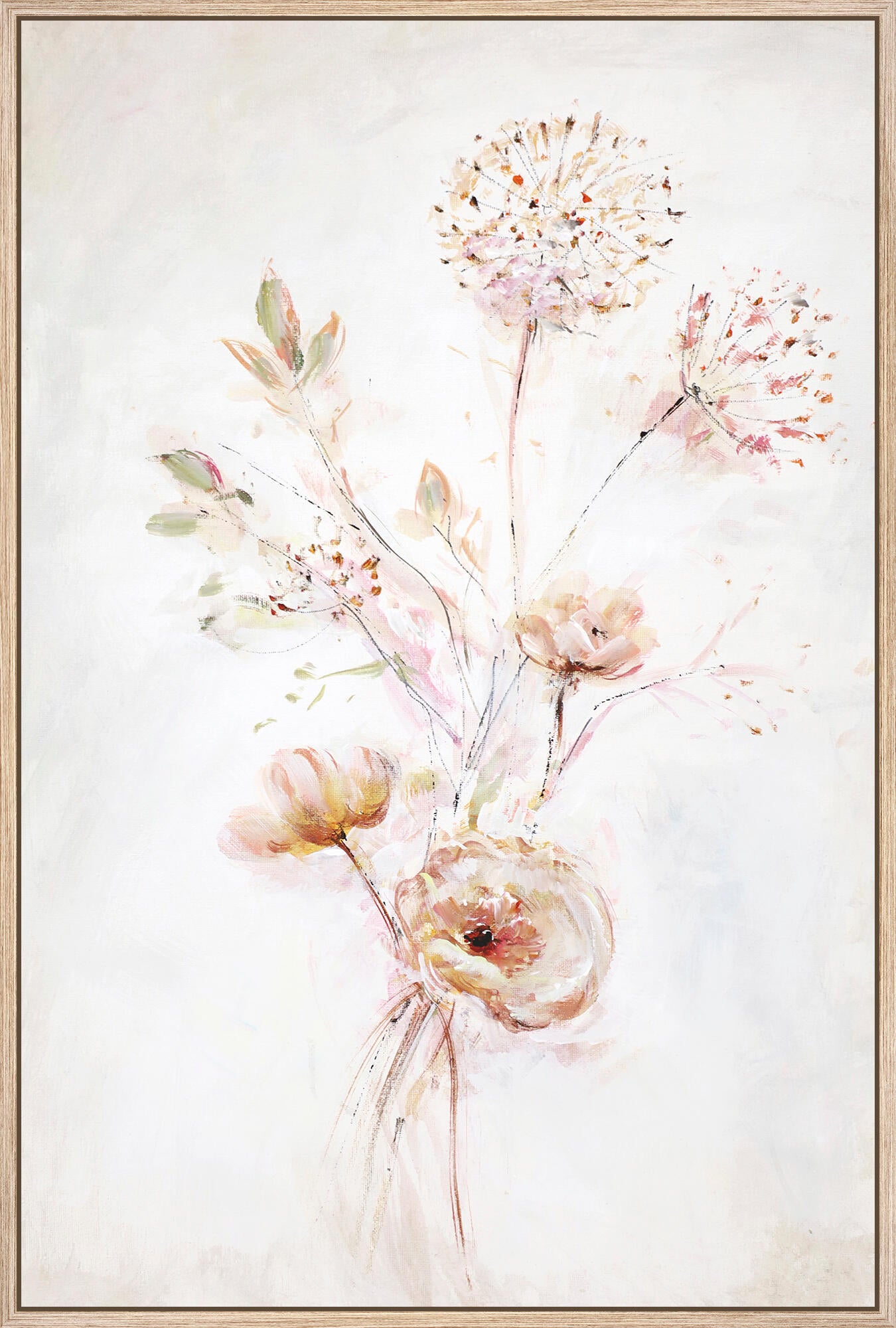 Cuadro pintura impresa enmarcada Botánica rectangular de 41 x 61 cm. MDF Deco Art Pintura Original Flores 1 multicolor. Marco color Marrón - 2