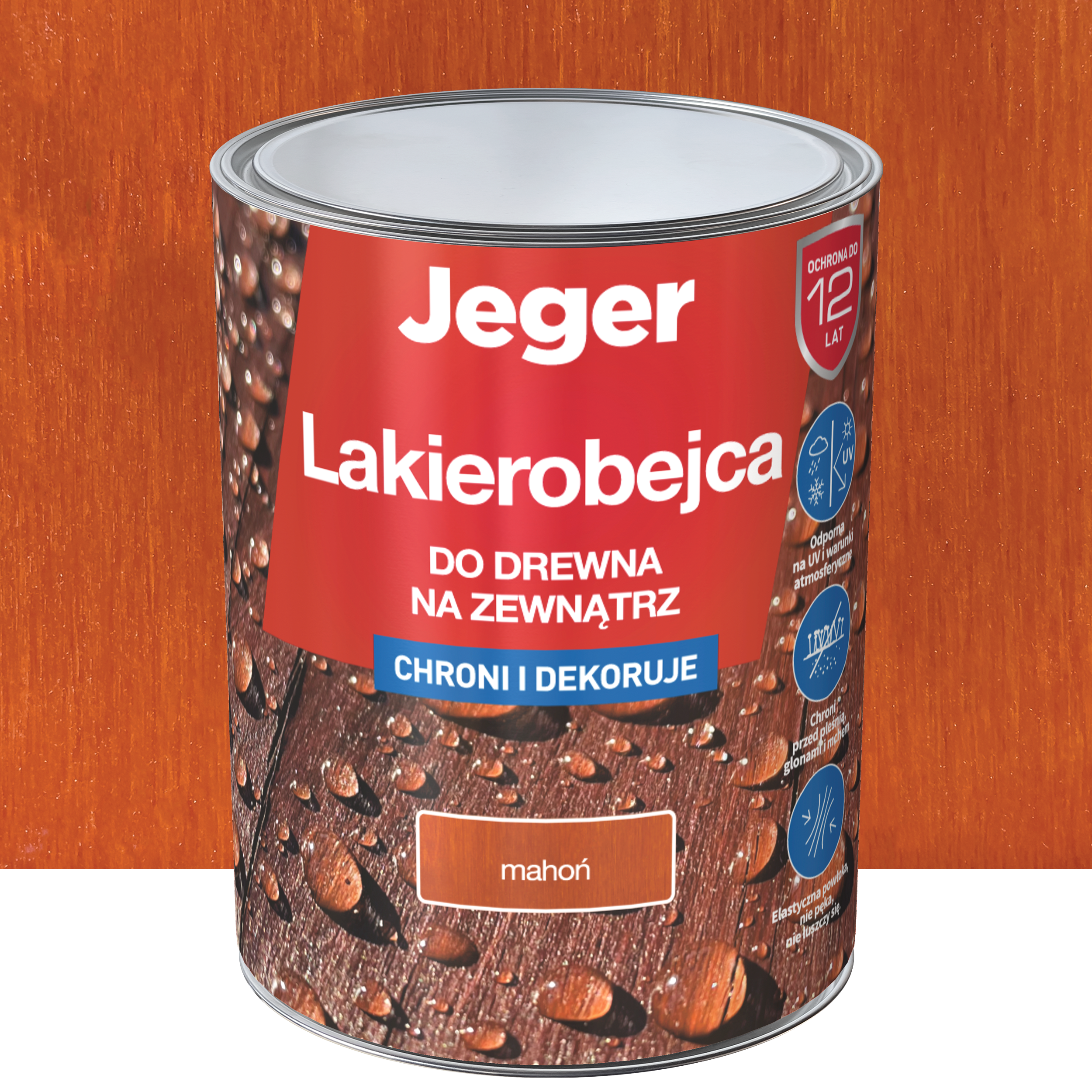Lakierobejca do drewna na zewnątrz 5 l Mahoń Jeger