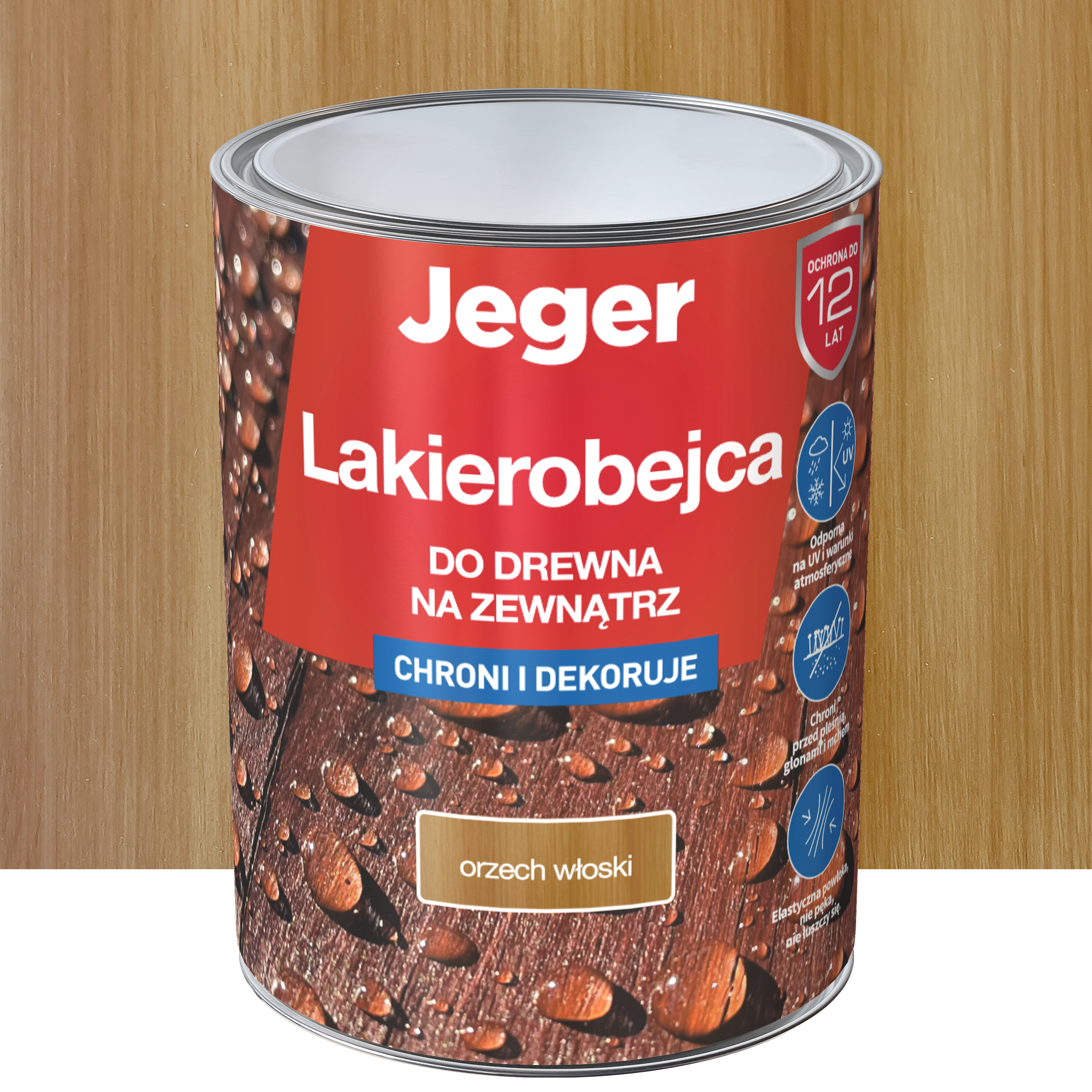 Lakierobejca do drewna na zewnątrz 5 l Orzech włoski Jeger