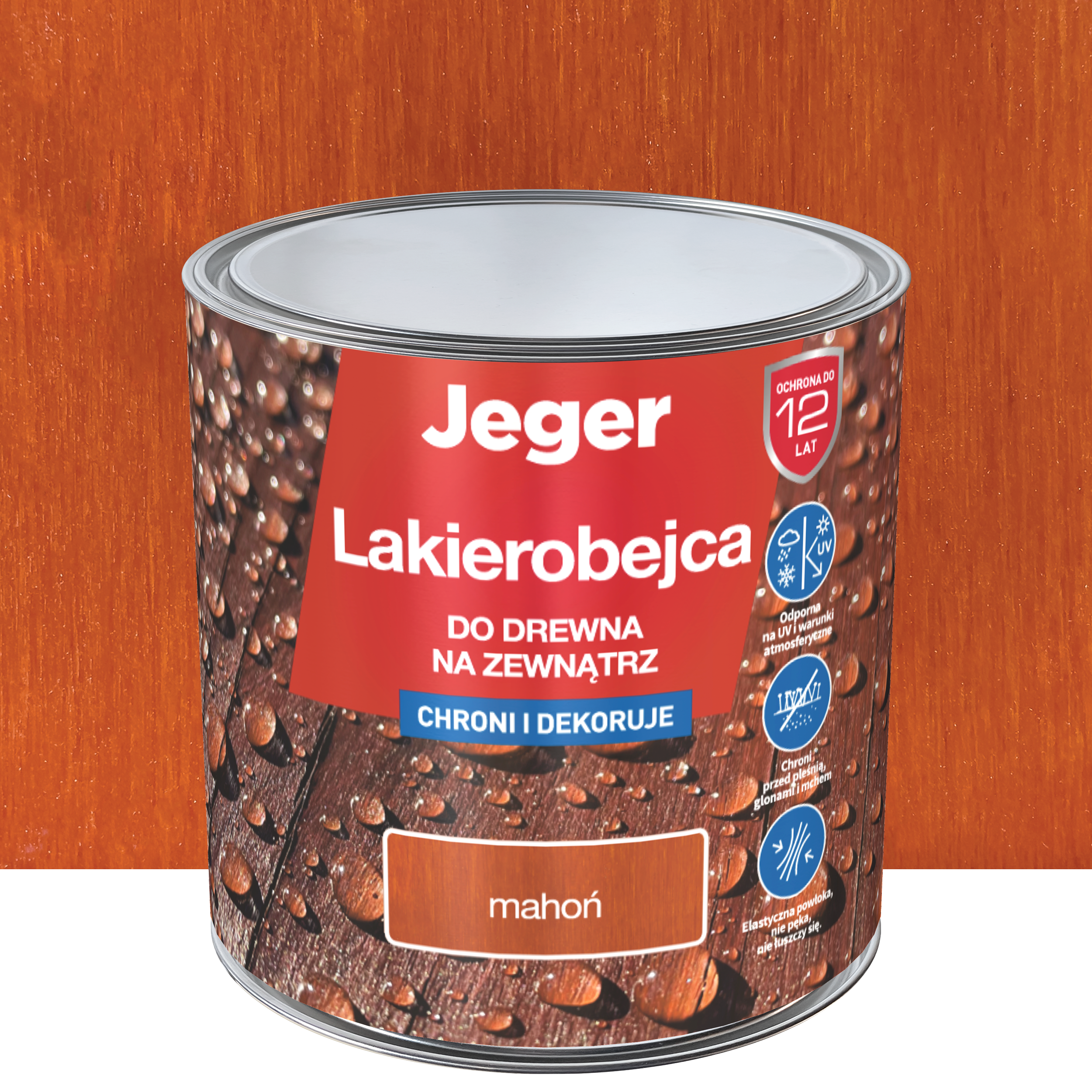 Lakierobejca do drewna na zewnątrz 2.5 l Mahoń Jeger