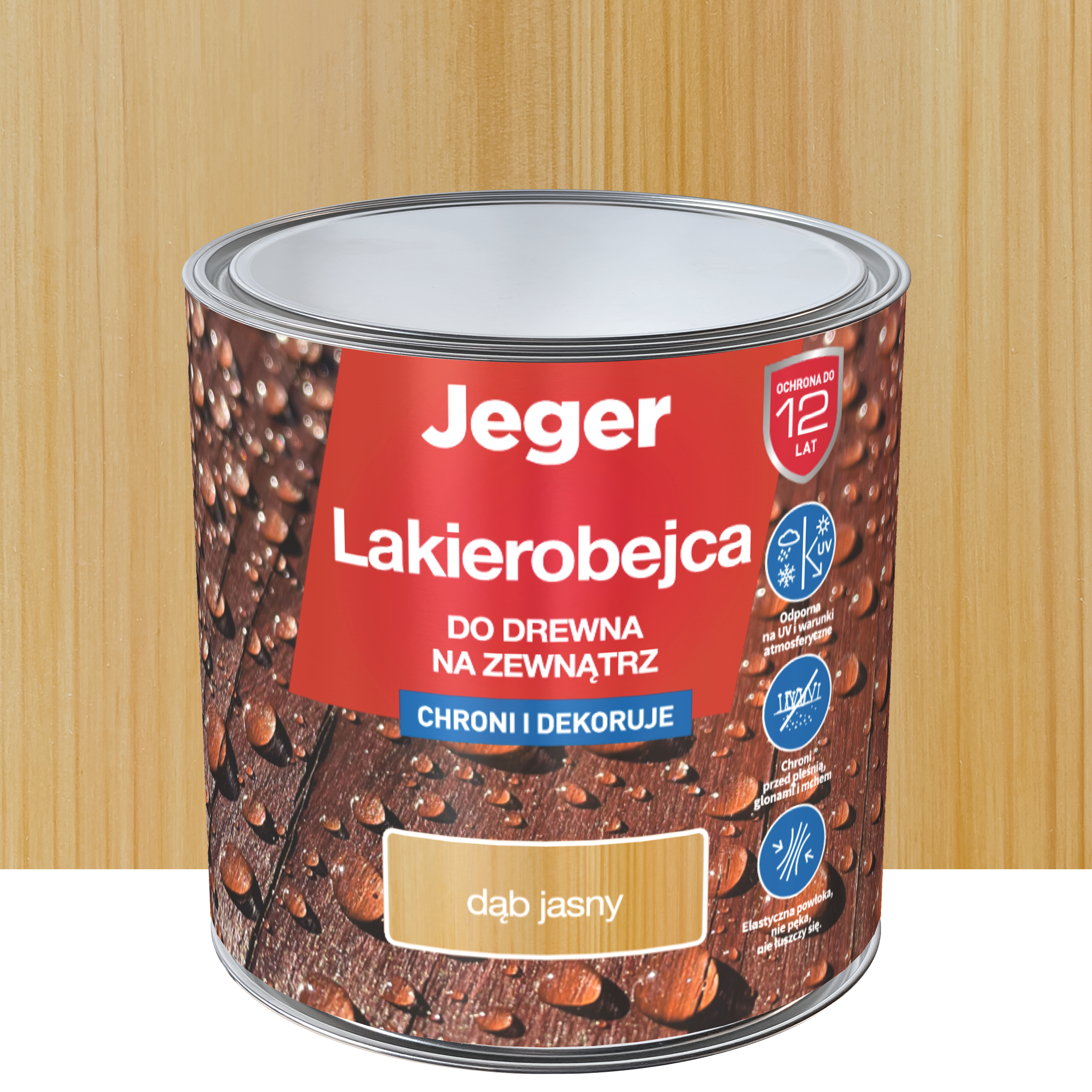 Lakierobejca do drewna na zewnątrz 2.5 l Jasny dąb Jeger