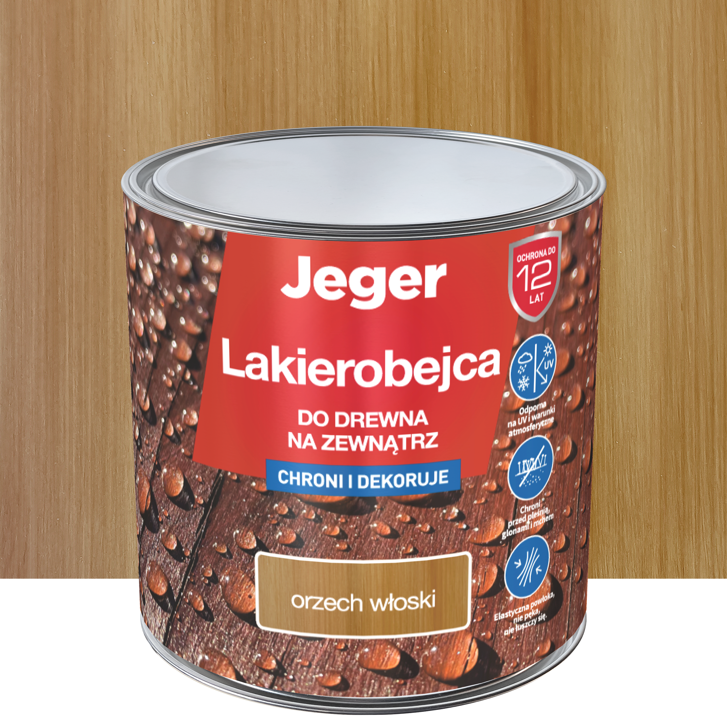 Lakierobejca do drewna na zewnątrz 2.5 l Orzech włoski Jeger
