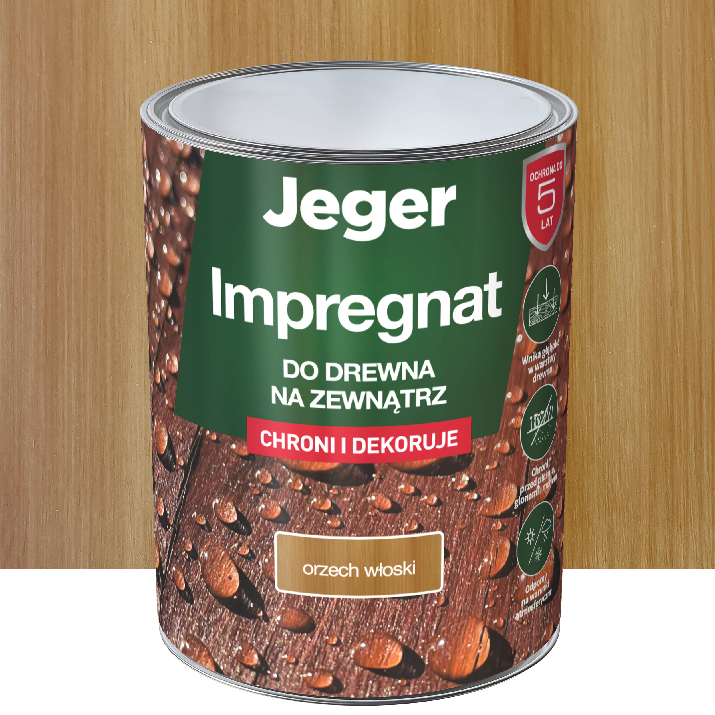Impregnat do ochrony i dekoracji drewna Orzech włoski 5 l Jeger