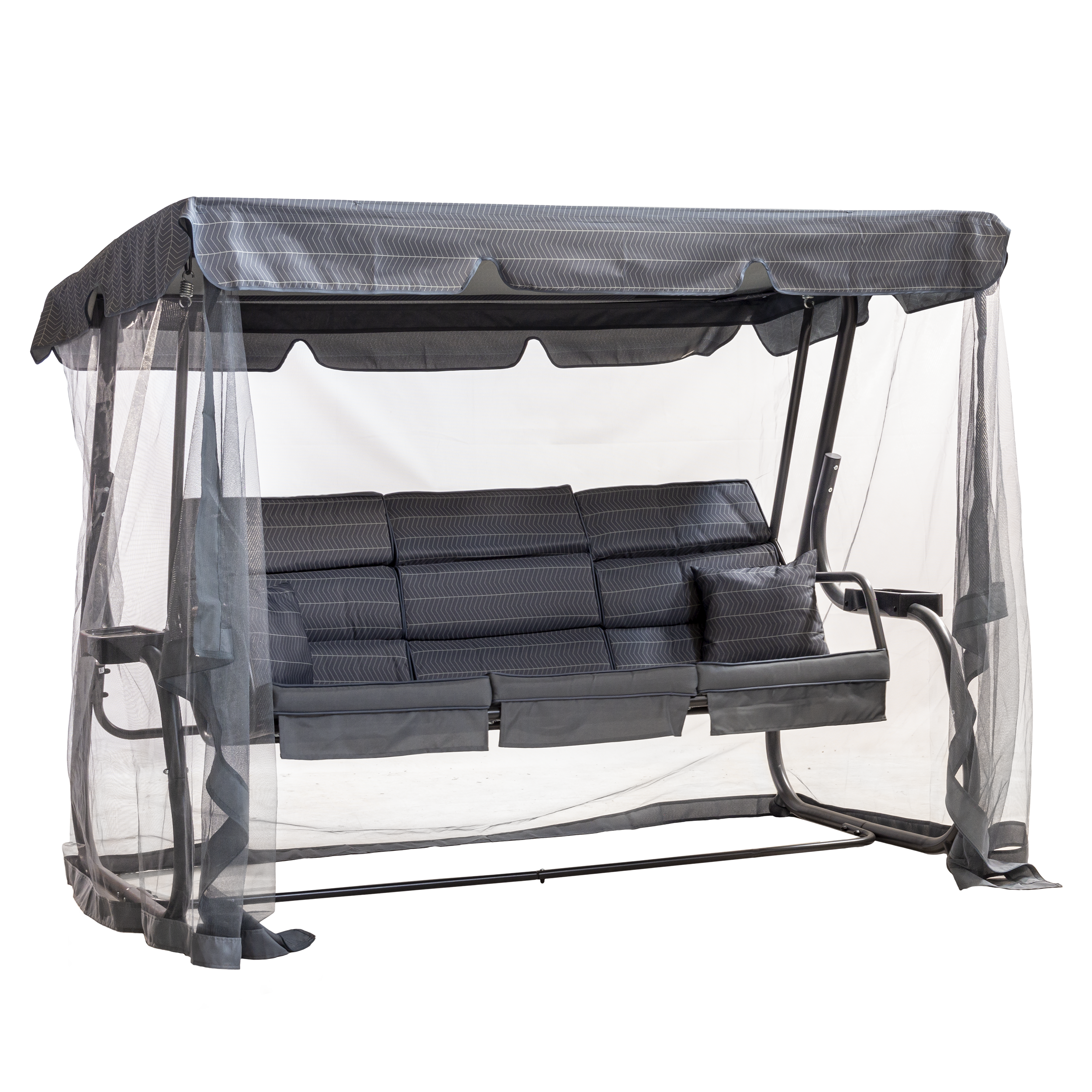 Huśtawka ogrodowa Ines rozkładana z moskitierą antracytowa