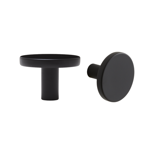 2 boutons de meuble ronds Jamy, aluminium noir peint, Diam.35 mm