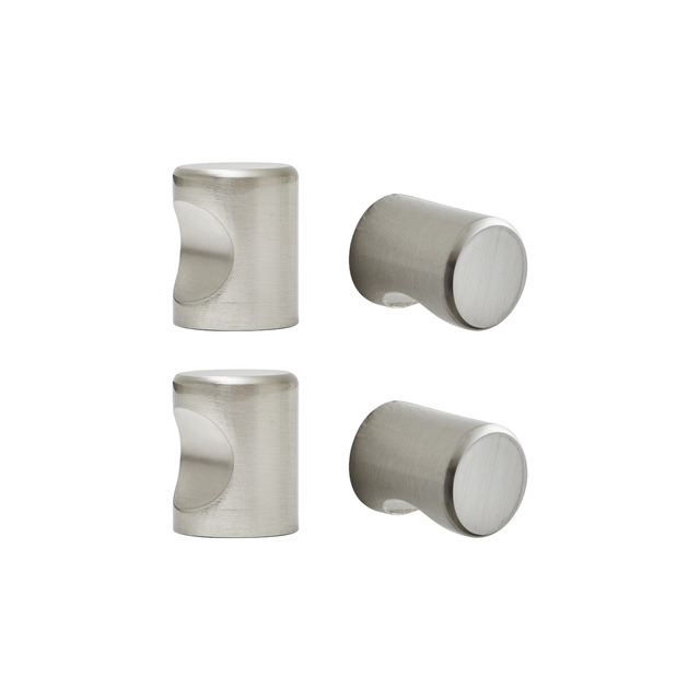 4 boutons de meuble Cylindrique Omna, aluminium gris brossé
