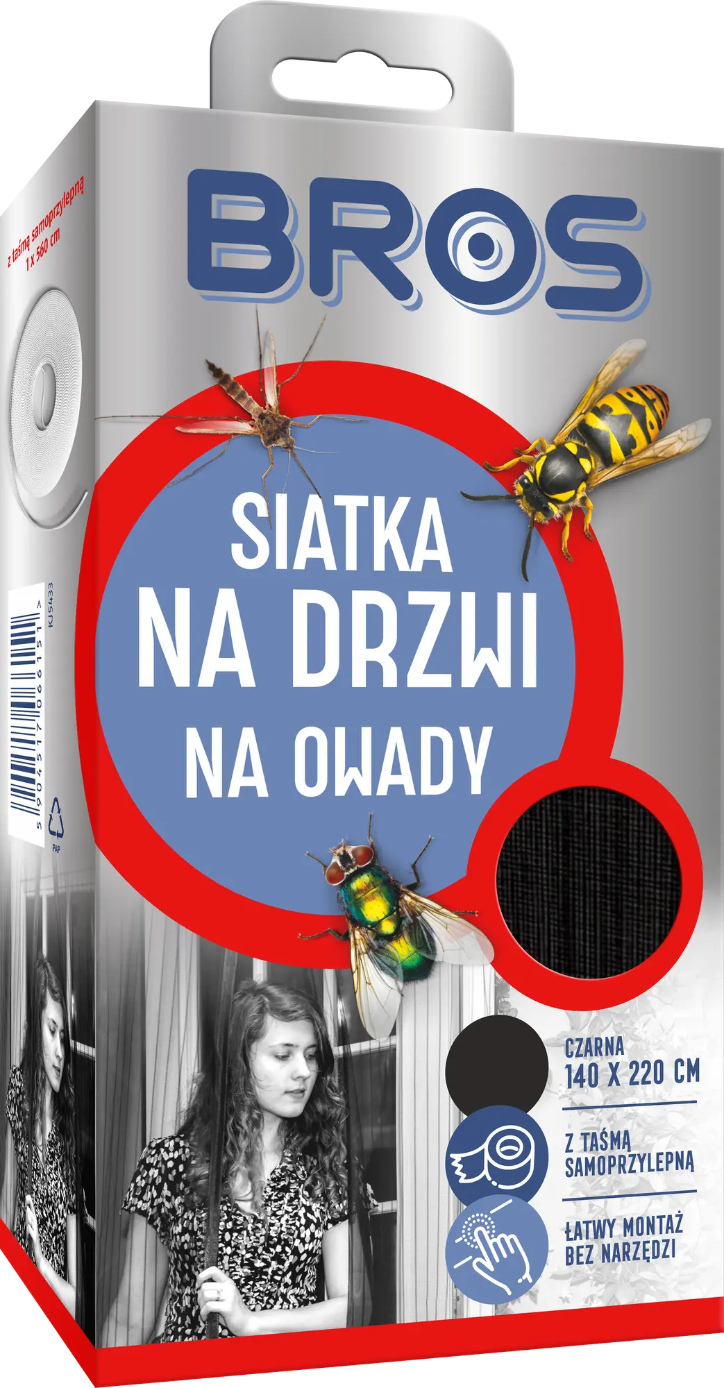 Moskitiera na drzwi 140x220 cm czarna Bros