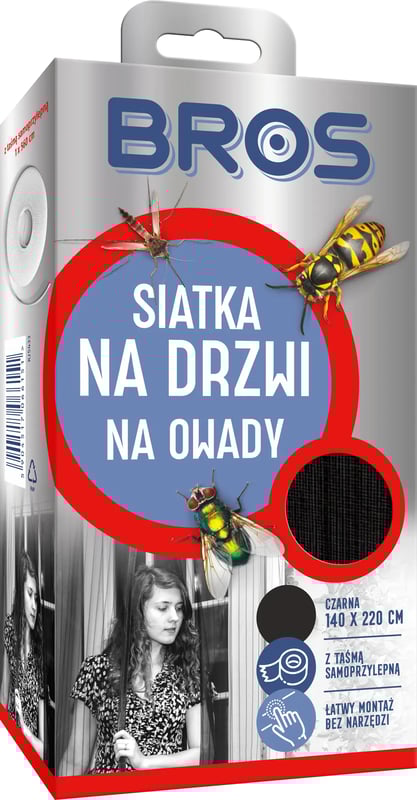 Moskitiera na drzwi 140x220 cm czarna Bros