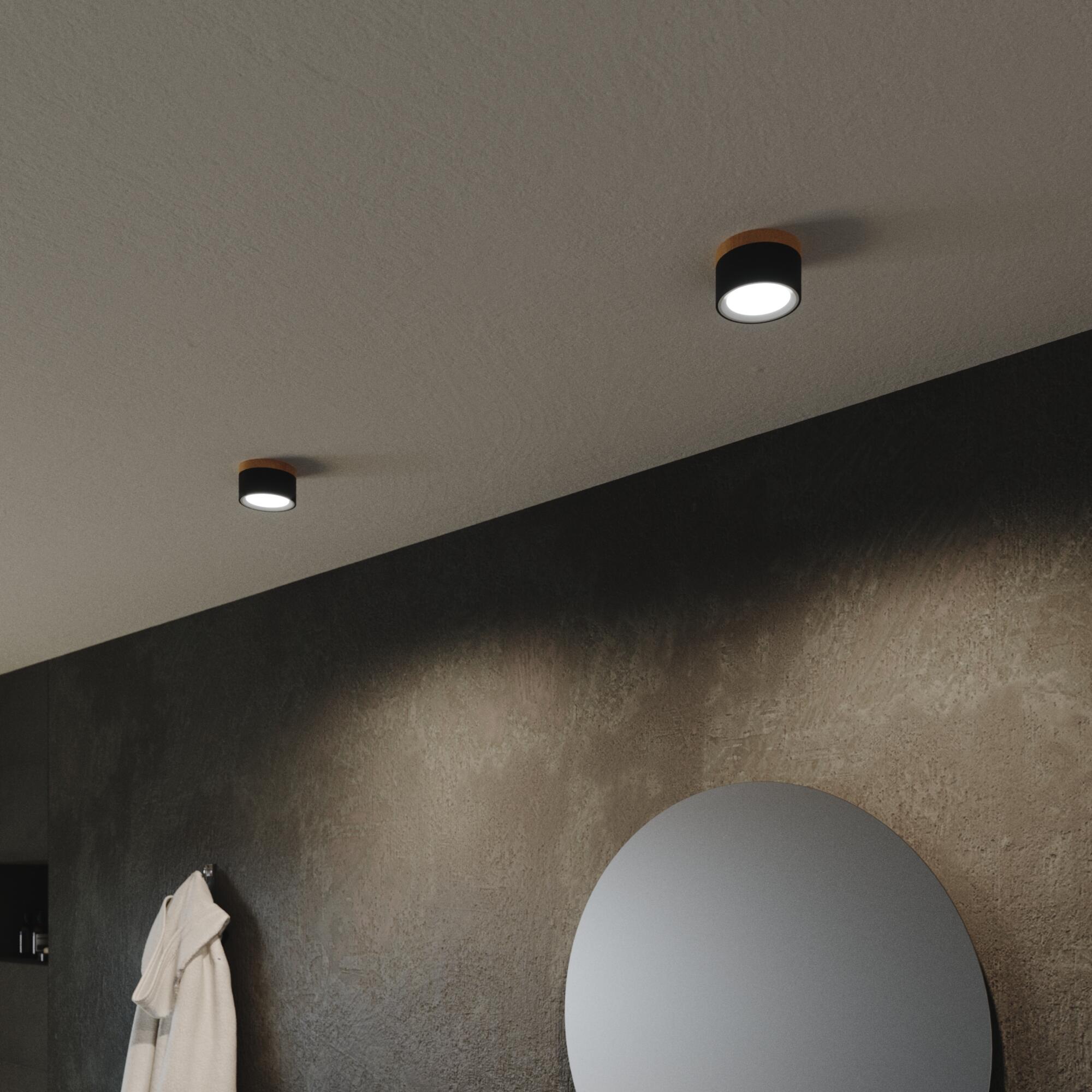 Oprawa natynkowa Tori czarna z drewnem IP44 LED Inspire - 2