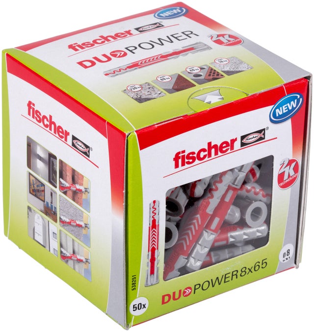 Lot de 50 Cheville pour tout type de mur duopower Duopower 8x65 FISCHER, Ø8 x L.