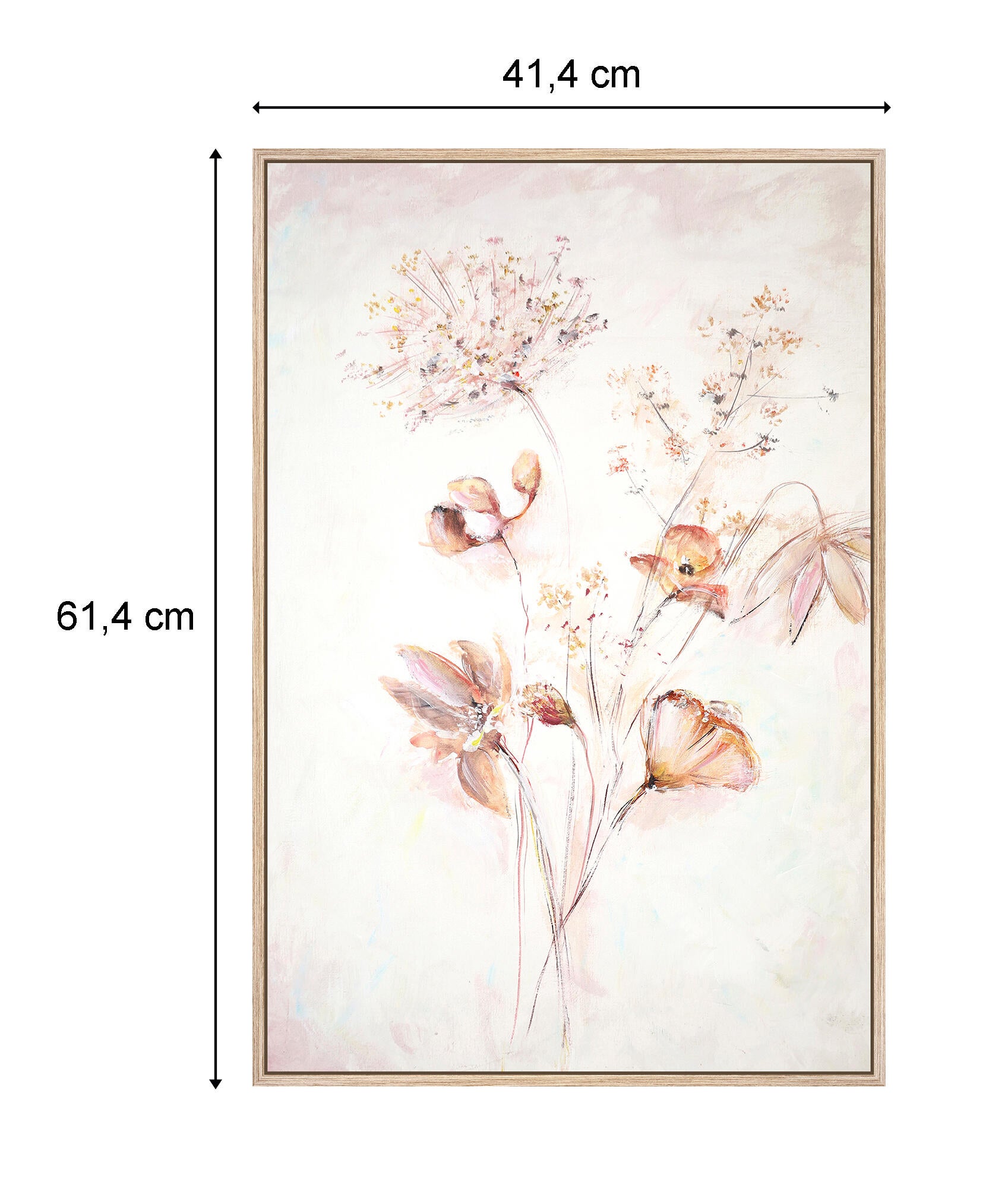 Cuadro pintura impresa enmarcada Botánica rectangular de 41 x 61 cm. MDF Deco Art Pintura Original Flores 3 multicolor. Marco color Marrón - 3