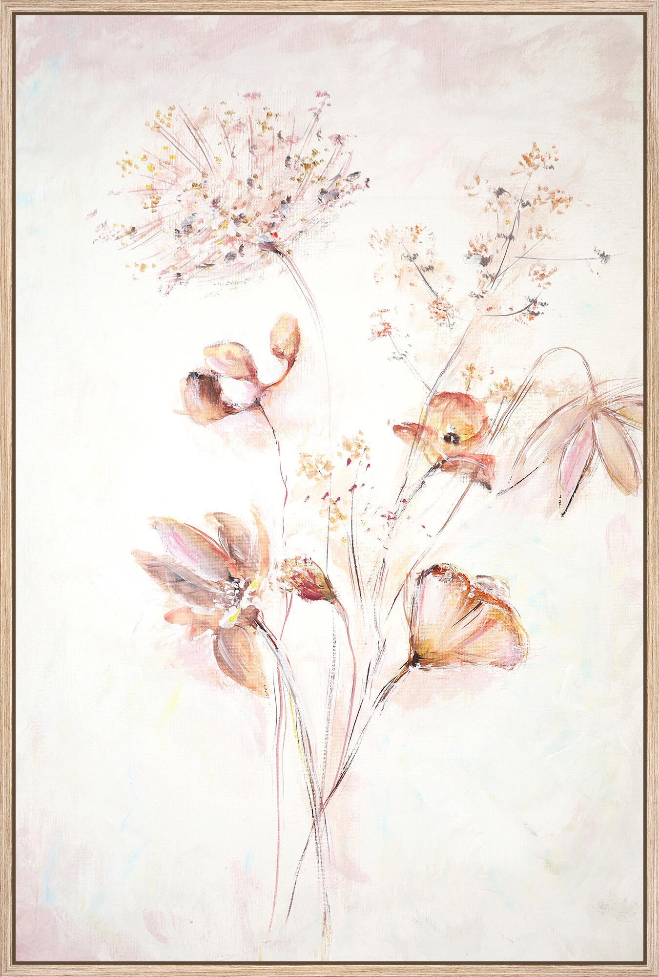 Cuadro pintura impresa enmarcada Botánica rectangular de 41 x 61 cm. MDF Deco Art Pintura Original Flores 3 multicolor. Marco color Marrón - 2