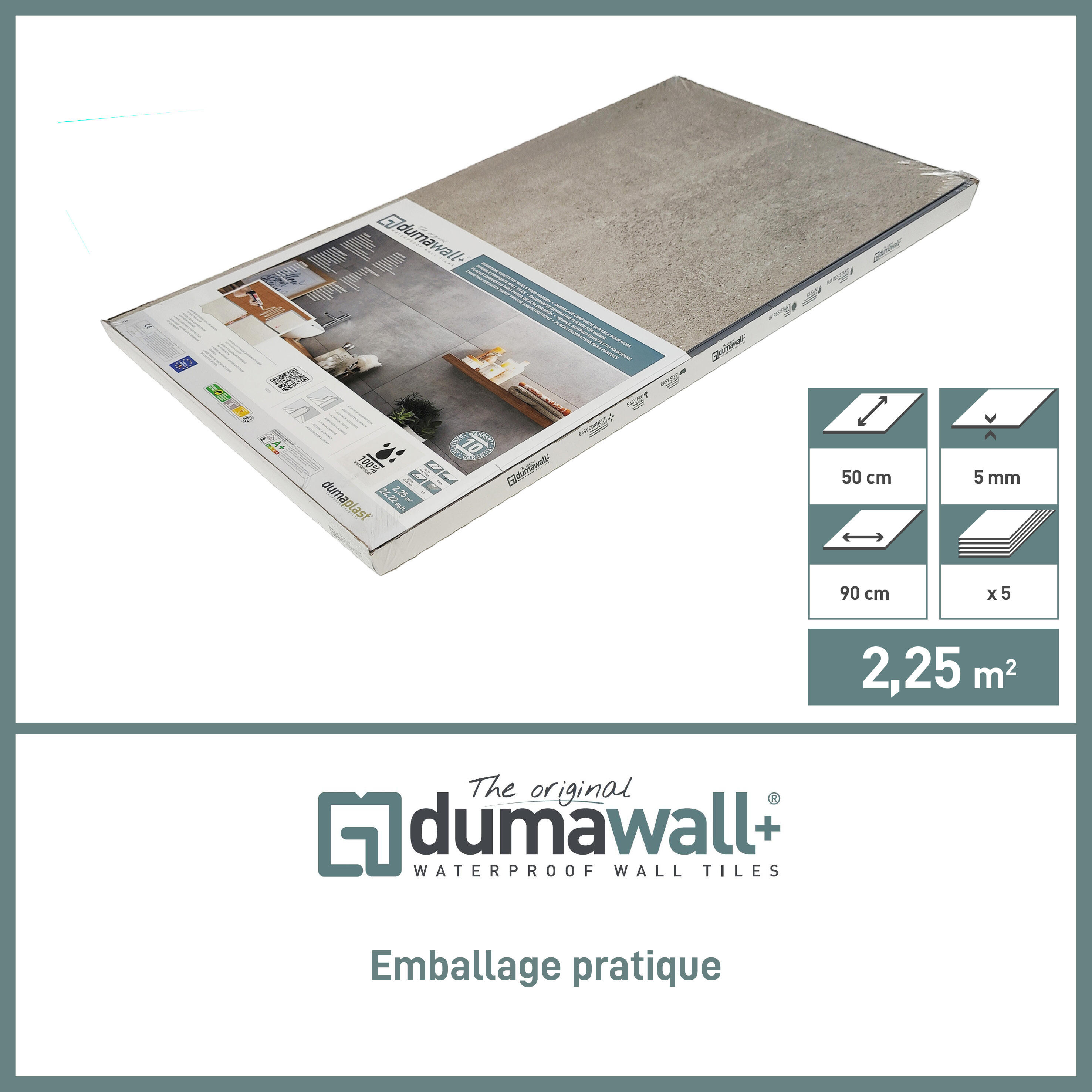 Dalle murale PVC Grise blanche Chicago DUMAWALL, L.90 x l.50 cm x Ep.5 mm - 9