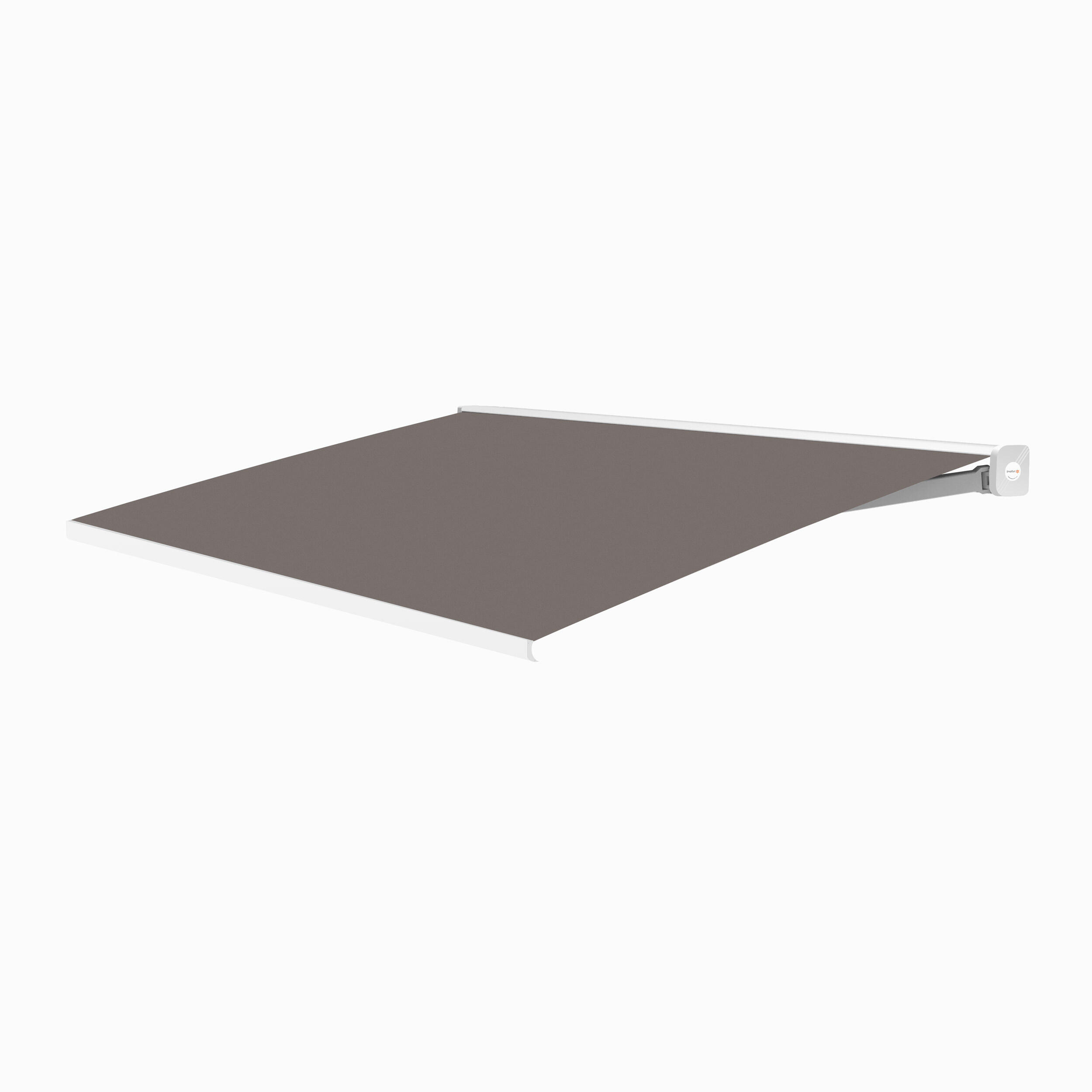 Toldo brazo extensible terraza memphis motorizado cofre blanco tela gris 3x2m