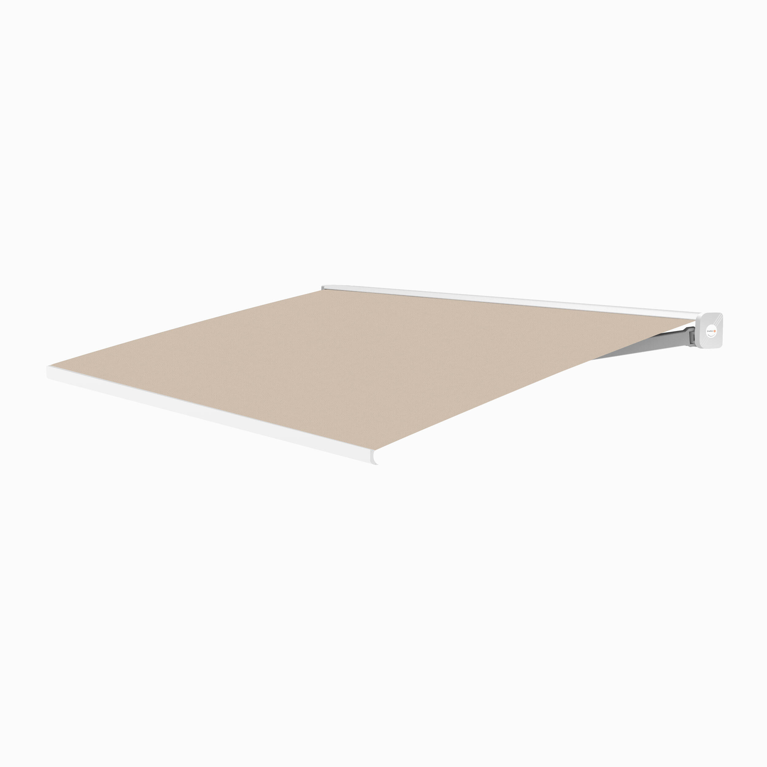 Toldo brazo extensible terraza memphis motorizado cofre blanco tela beige 3x2m