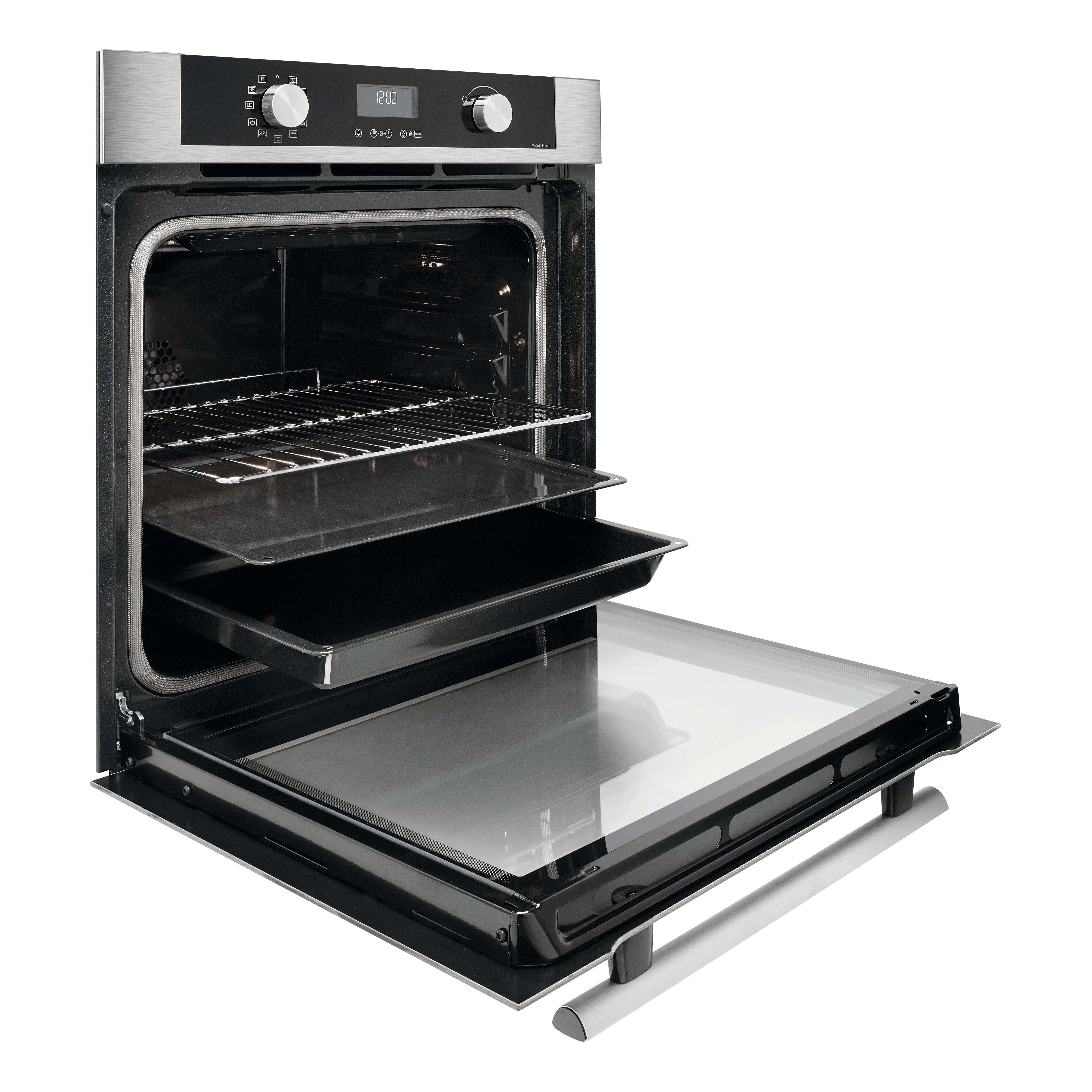 Four chaleur tournante brassée, pyrolyse, BRANDT BKFP243X, Inox - 5