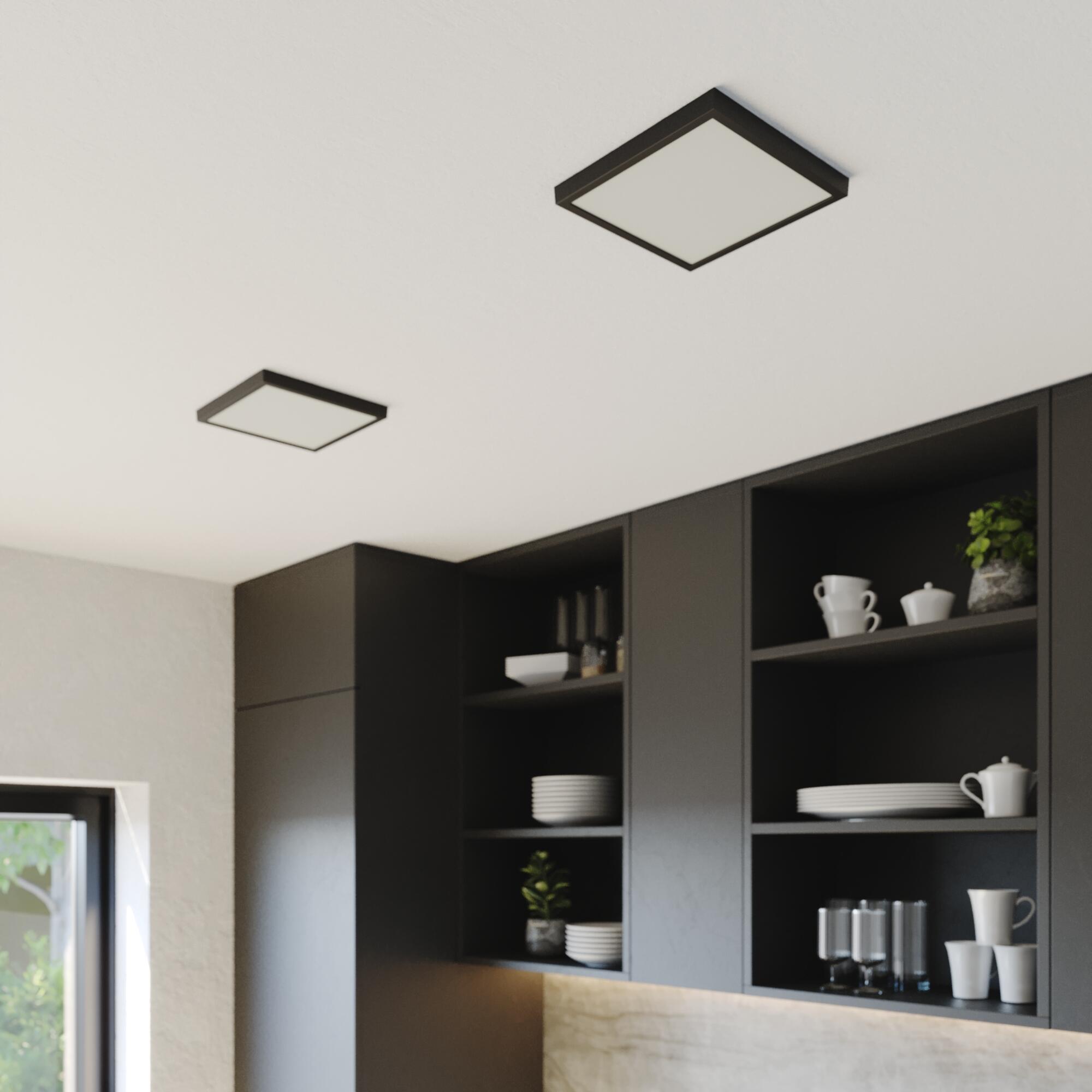 Downlight LED de superficie INSPIRE SANOA negro cuadrado ø22.5 cm 2500 lm 17 W luz CCT 4000K-6000KK IP44 - Foco LED de superficie para baños - 2