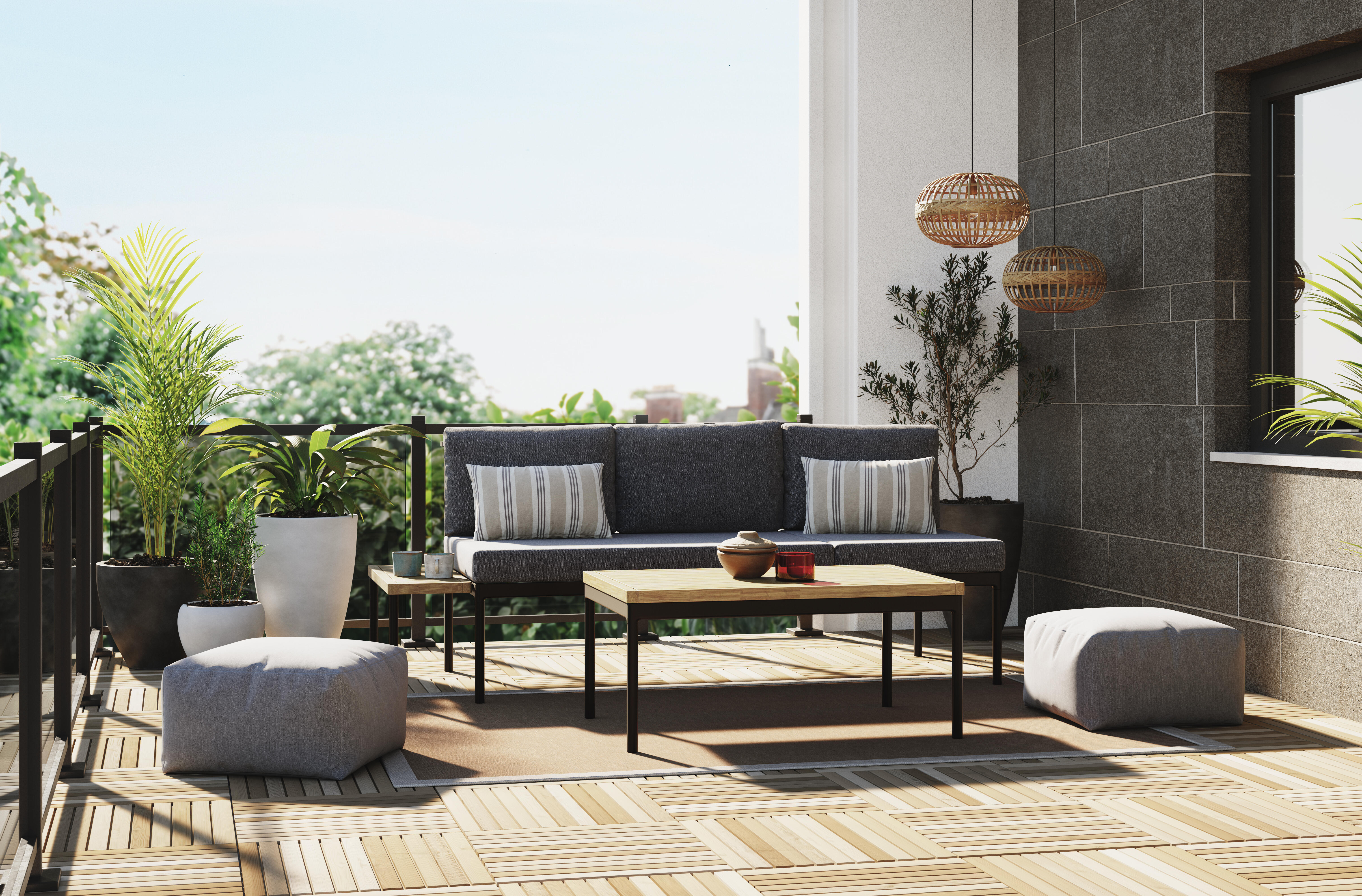 Conjunto de porche de jardín bryde de madera para 3 comensales