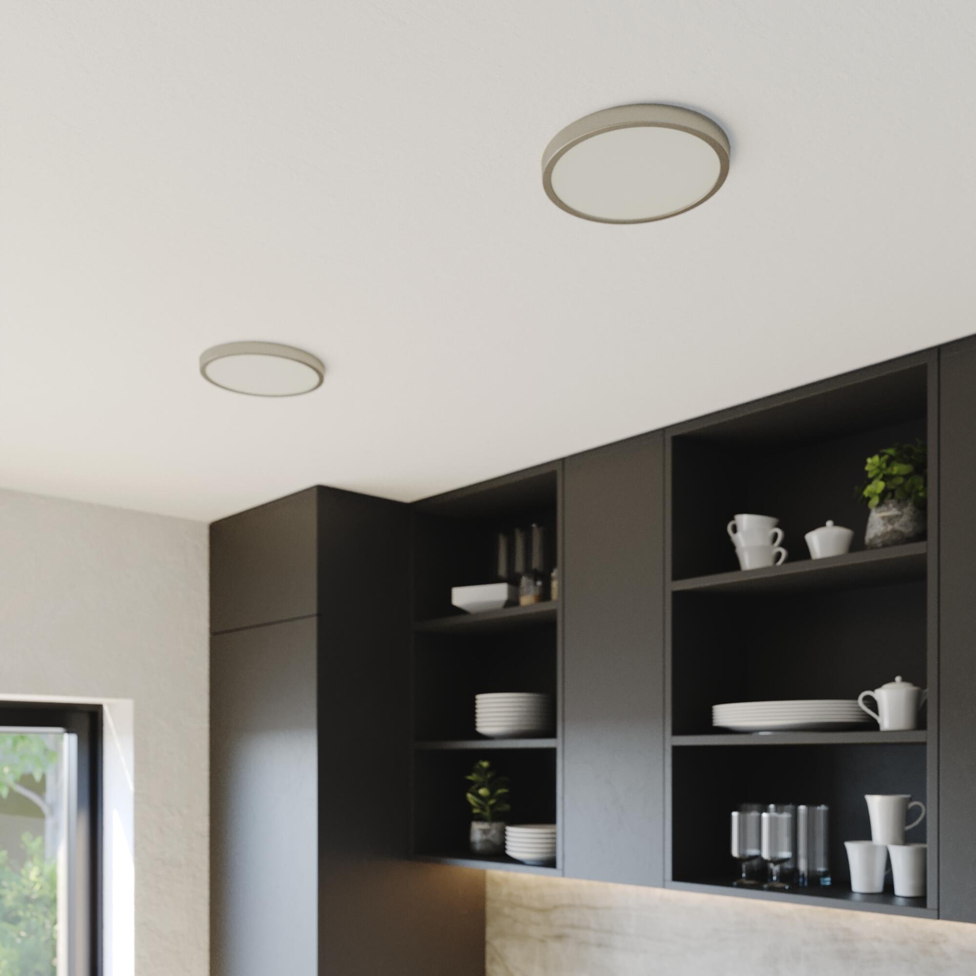 Downlight LED de superficie INSPIRE SANOA gris redondo ø22.5 cm 2500 lm 17 W luz CCT 2700K-4000KK CRI 89-80 luz natural y fiel IP44 - Foco LED de superficie para baños - 6