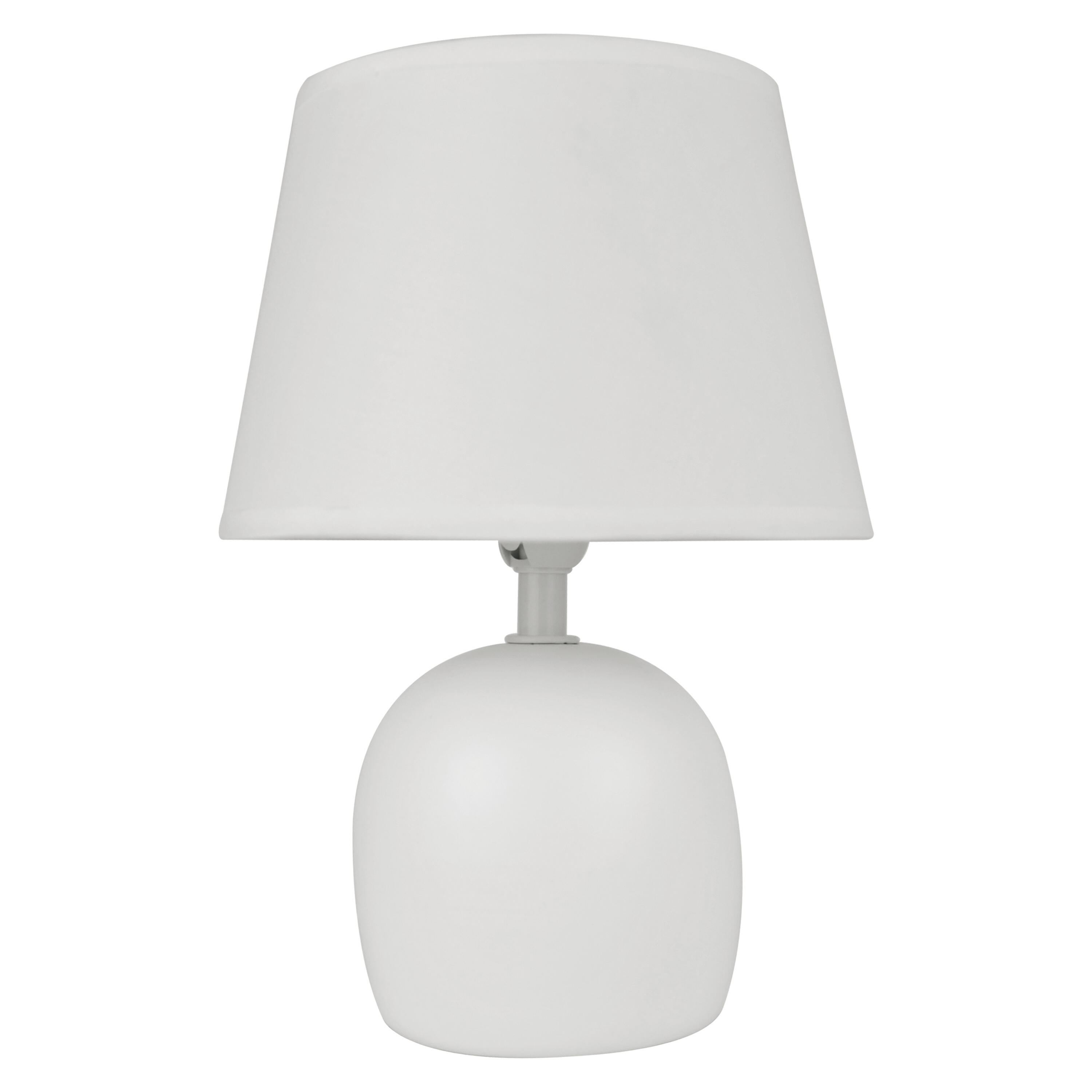 Lámpara de mesa compatible con casquillo E14 POKI INSPIRE con estructura cerámica blanca pantalla blanca de nailon alimentación a red - 2