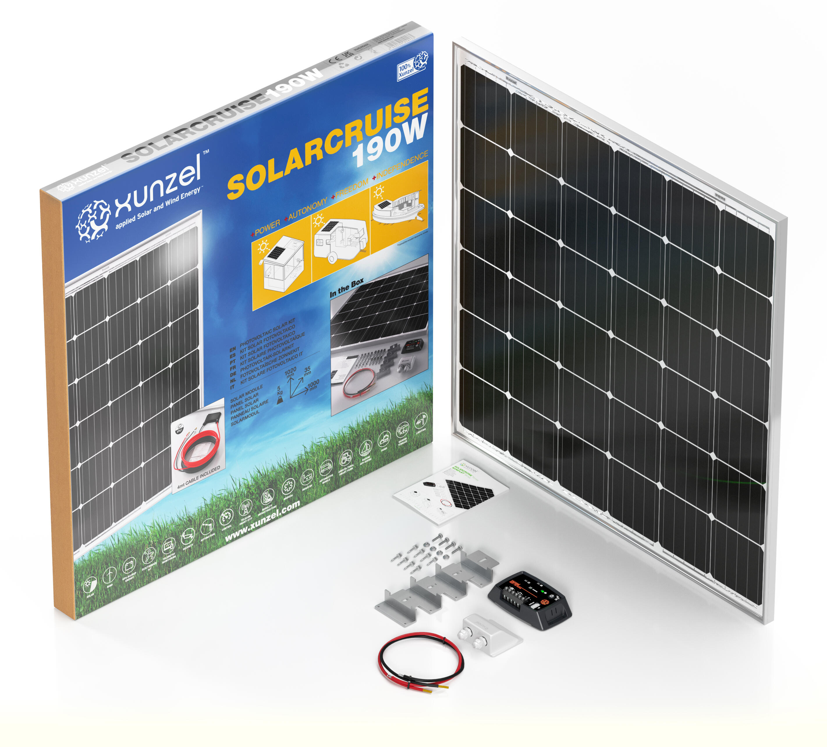 Kit Solar Fotovoltaico carga batería SOLARCRUISE-XUNZEL-190W-12V