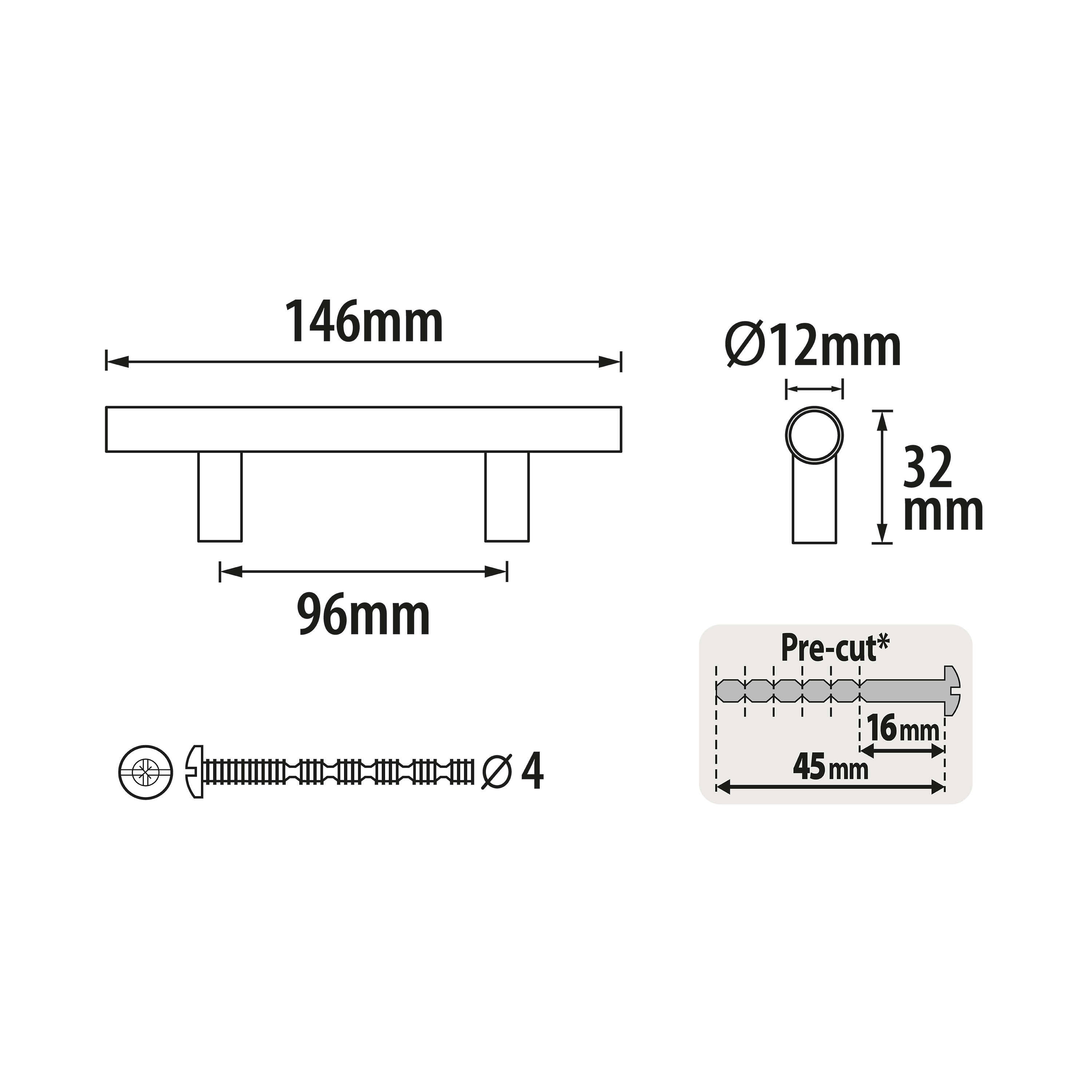 Puxador para móvel asa aço inoxidável preto 96 mm Inspire Sara - 5