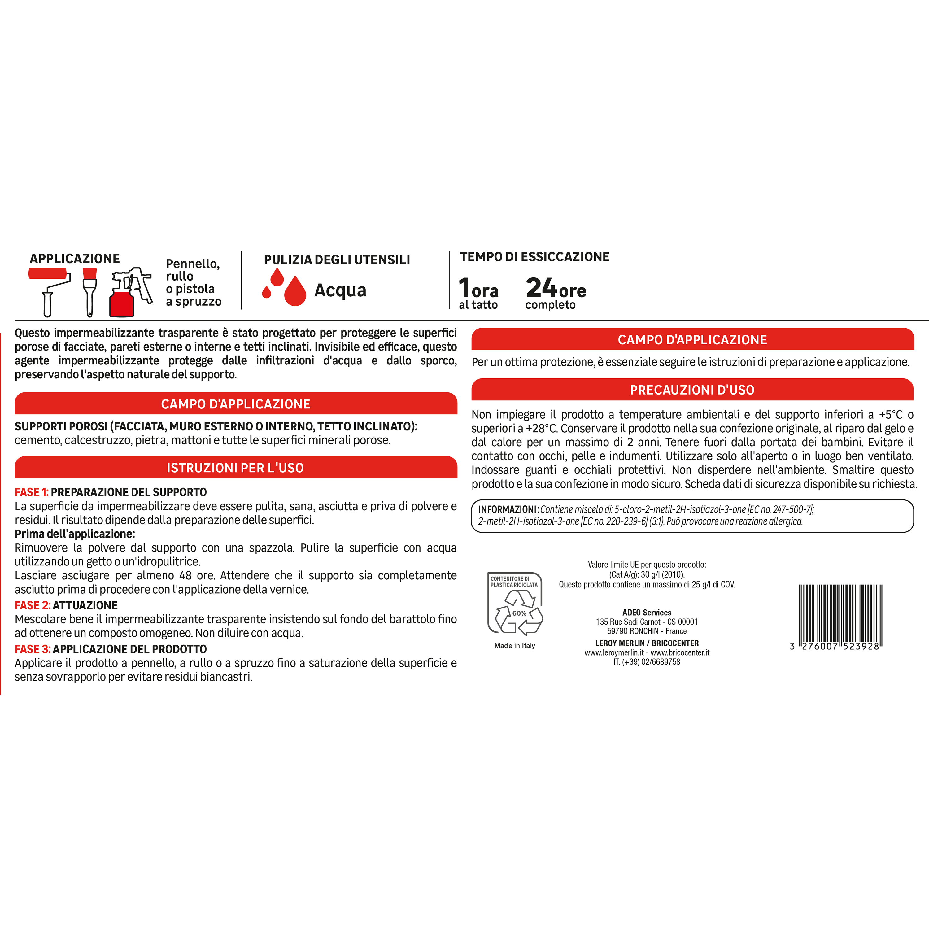 Trattamento idrorepellente AXTON incolore 4L - 6