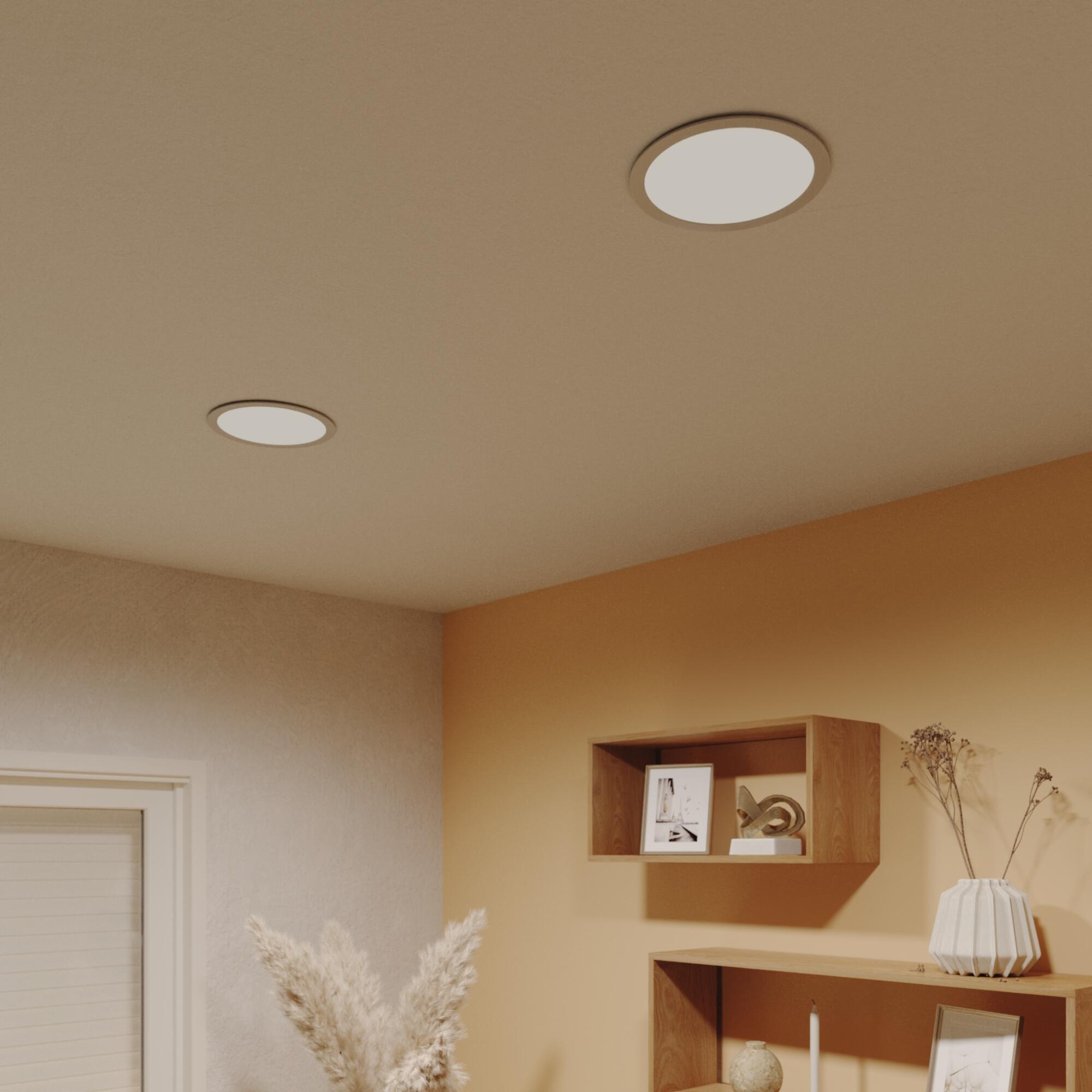Downlight LED empotrable INSPIRE EXTRAFLAT blanco redondo ø22.5 cm 2200 lm 9.7 W luz blanco neutro 4000K CRI 89-80 luz natural y fiel IP44 - Foco LED empotrado para baños - 7
